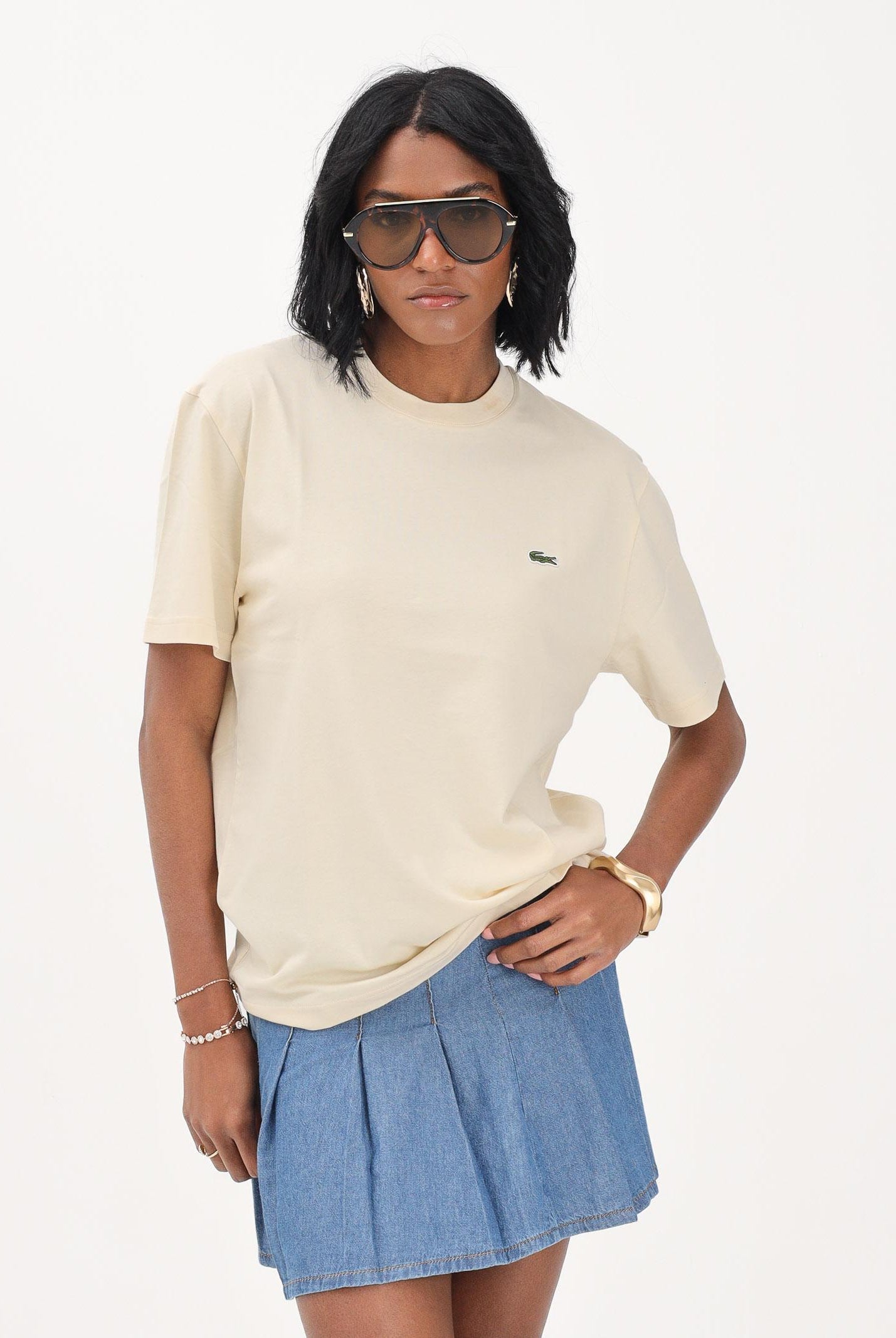 LACOSTE T-shirt a manica corta beige per uomo e donna con logo TH7318 056 LACOSTE