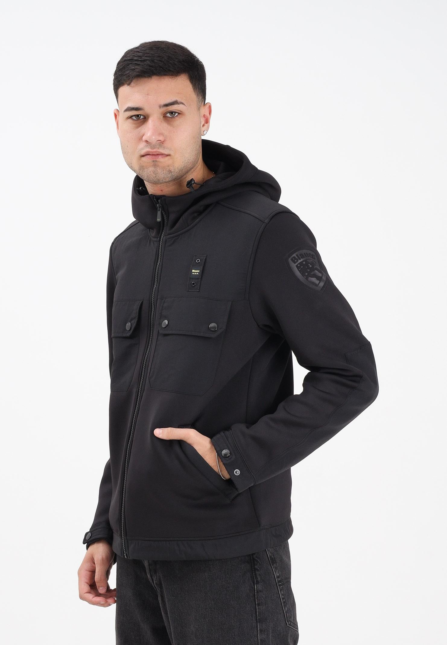 BLAUER Felpa con zip SCUBA MULTITASCHE RODMAN nera da uomo 25WBLUF02252-004745 999 BLAUER