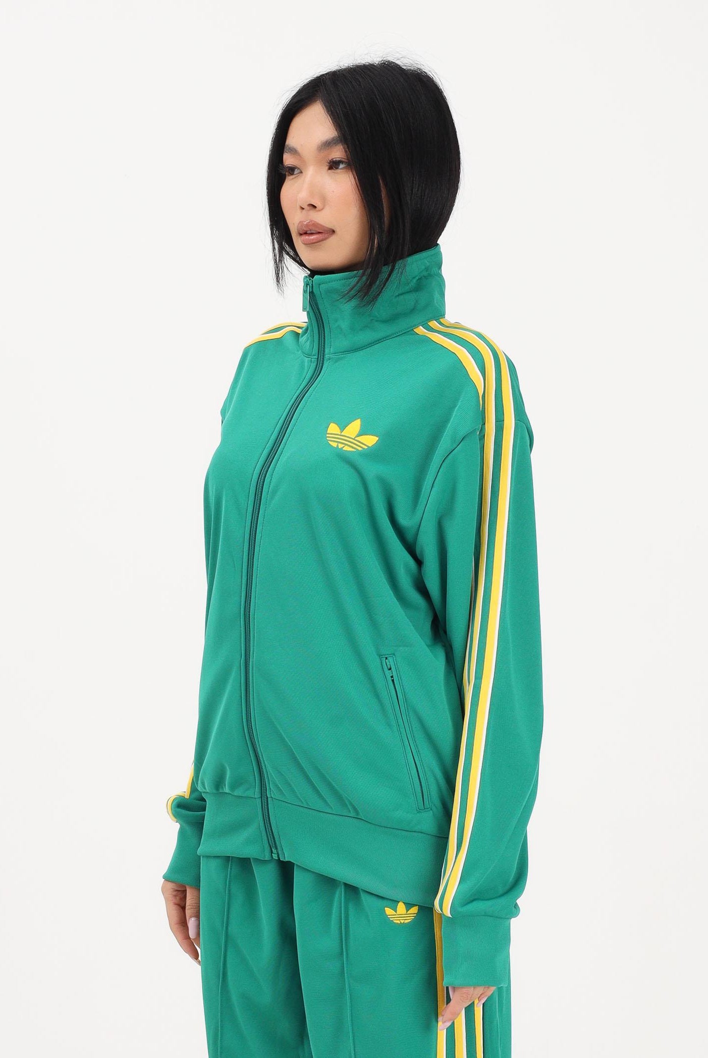 ADIDAS ORIGINALS Felpa con zip Firebird Loose verde da donna KD7987 . ADIDAS ORIGINALS