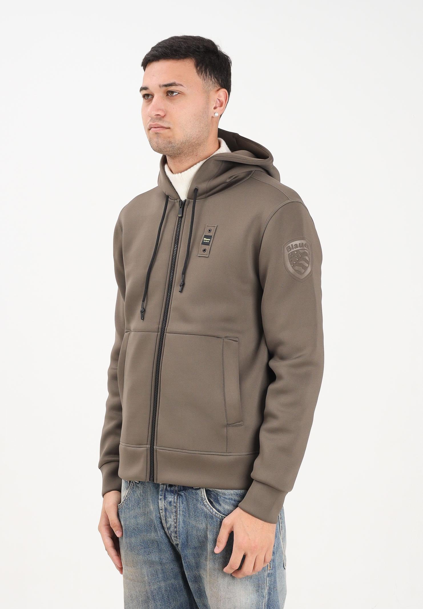 BLAUER Felpa con zip Colby verde bosco da uomo 25WBLUF02093-004745 670 BLAUER