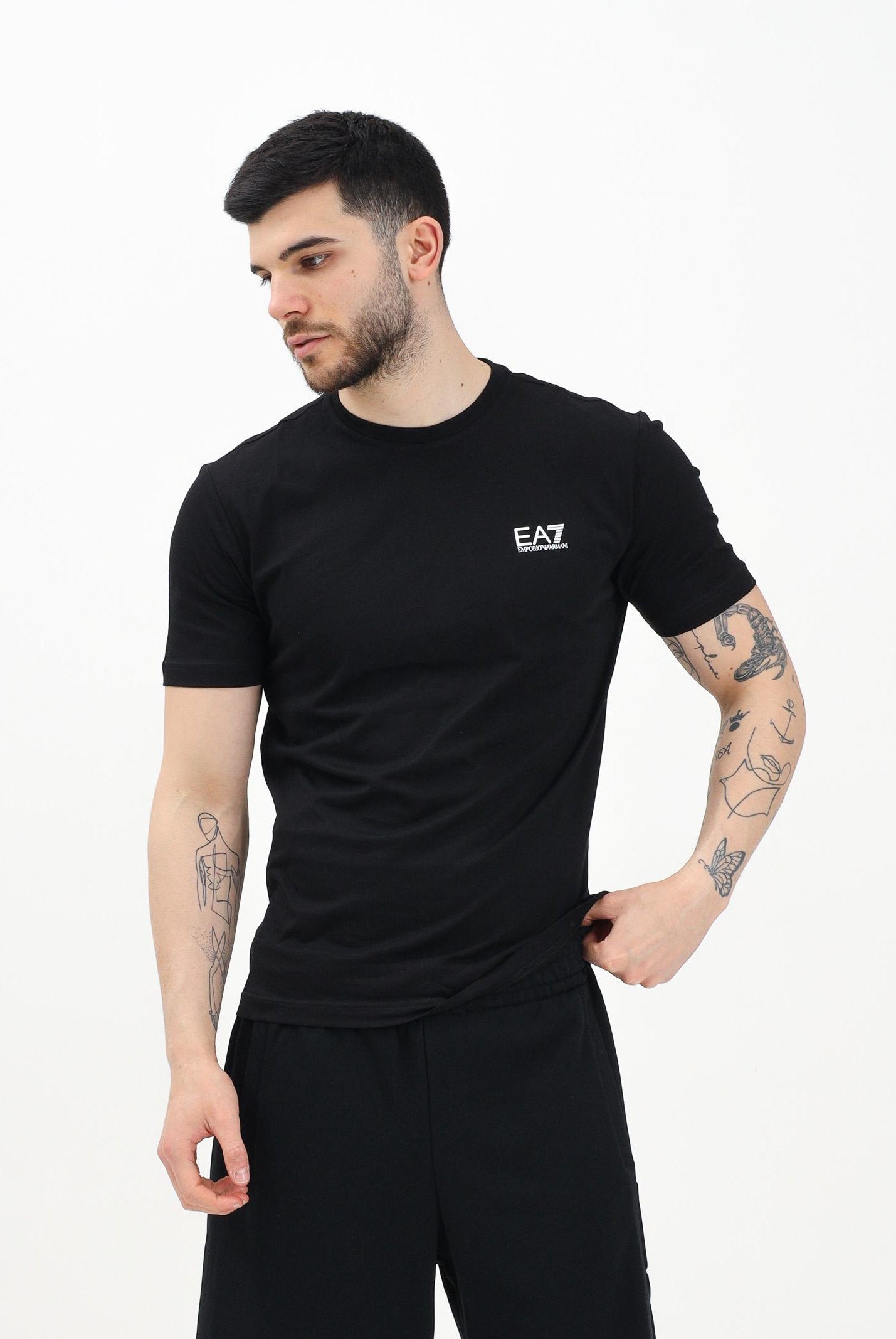 EA7 T-shirt a manica corta nera da uomo con stampa logo 8NPT25PJVPZ 1200 EA7
