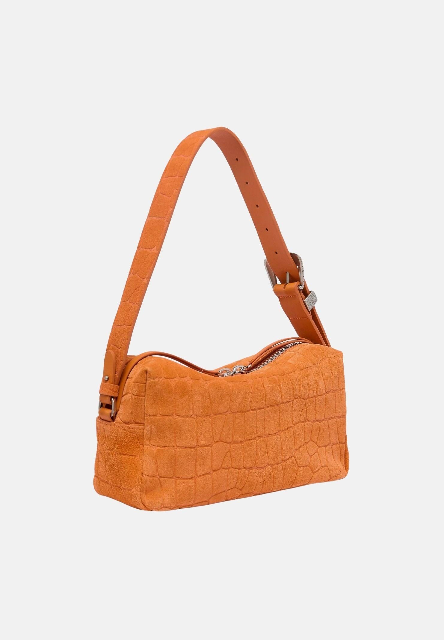 PINKO Borsa a spalla arancione da donna in pelle stampa coccodrillo 106761A2YW A76O PINKO