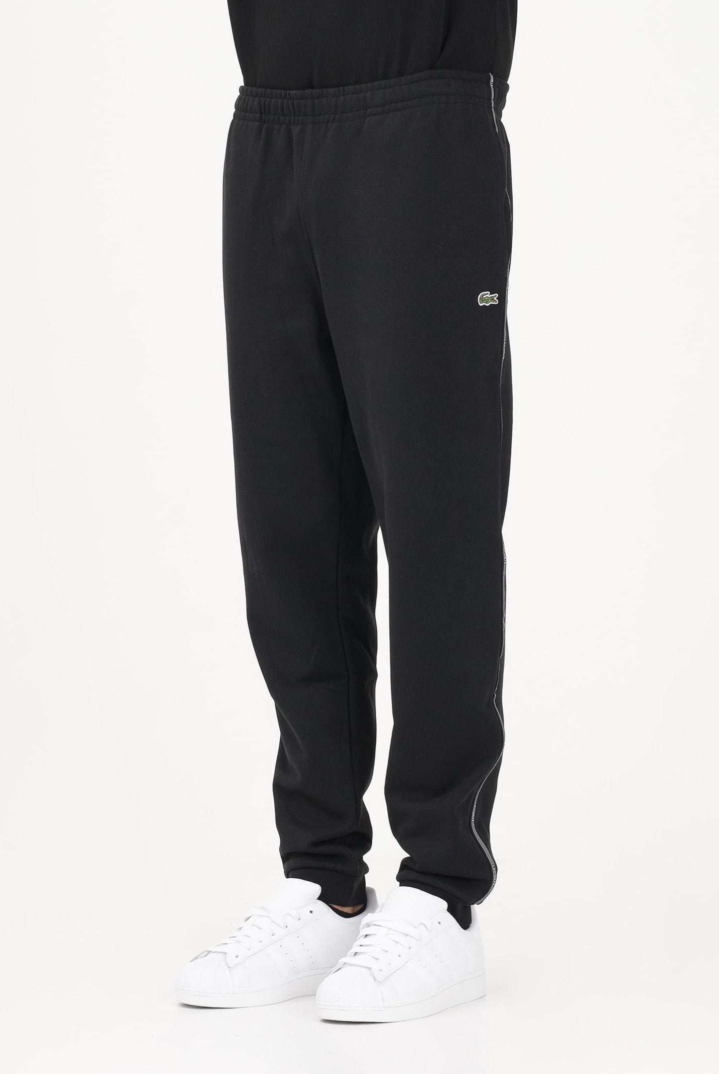 LACOSTE Pantalone sportivo nero da uomo con rifiniture laterali logate XH0883 031 LACOSTE