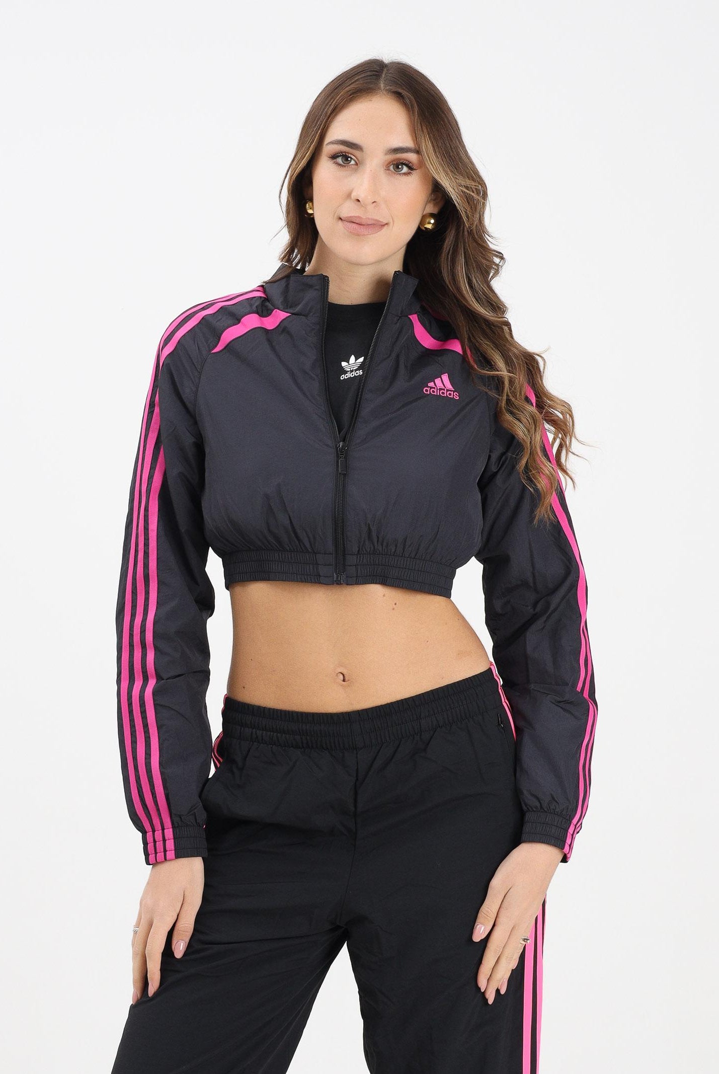 ADIDAS ORIGINALS Giacca a vento Teamgeist adicolor Cropped nera da donna JZ8276 . ADIDAS ORIGINALS