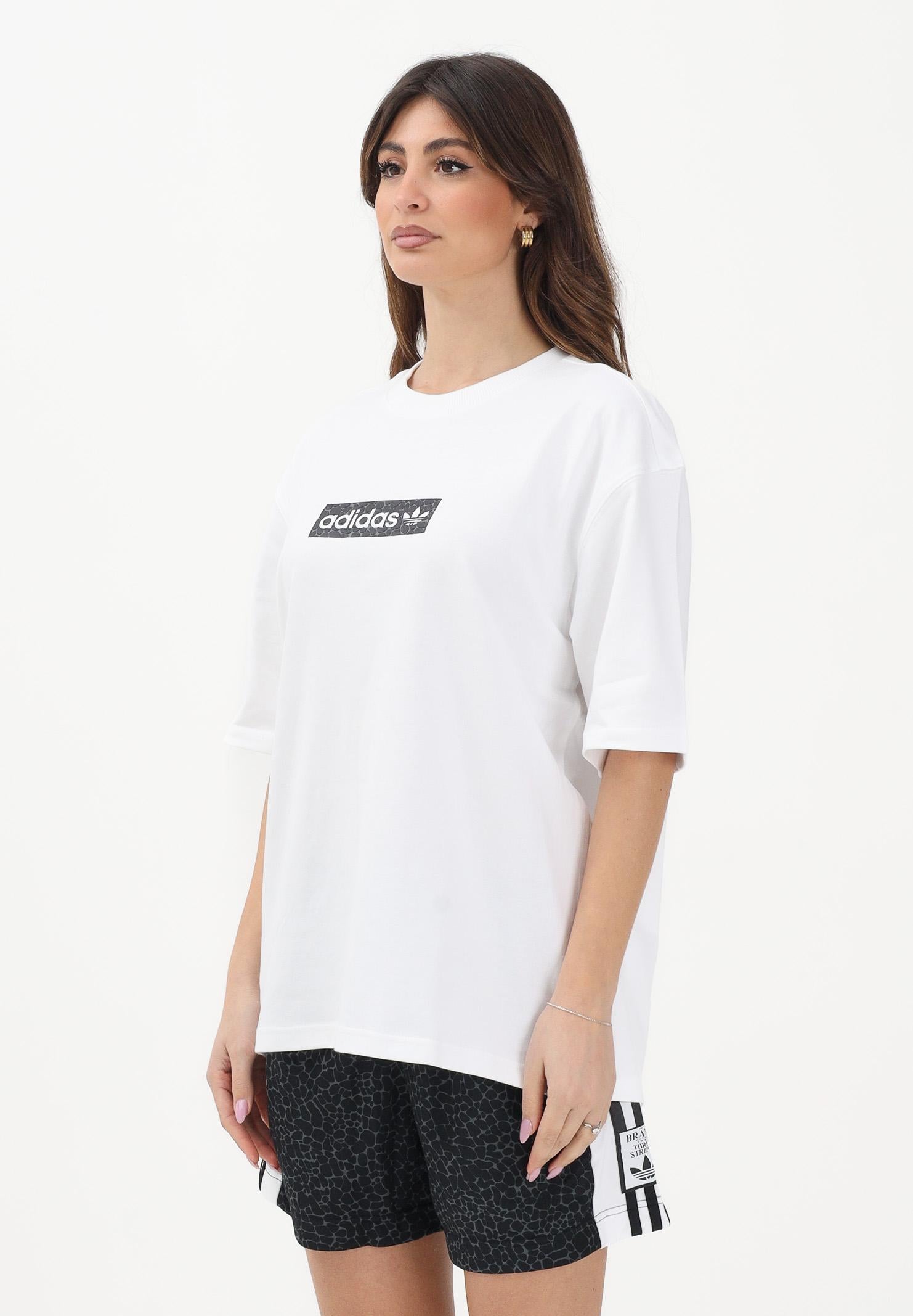 ADIDAS ORIGINALS T-shirt a manica corta AOP bianca da donna KD8812 . ADIDAS ORIGINALS