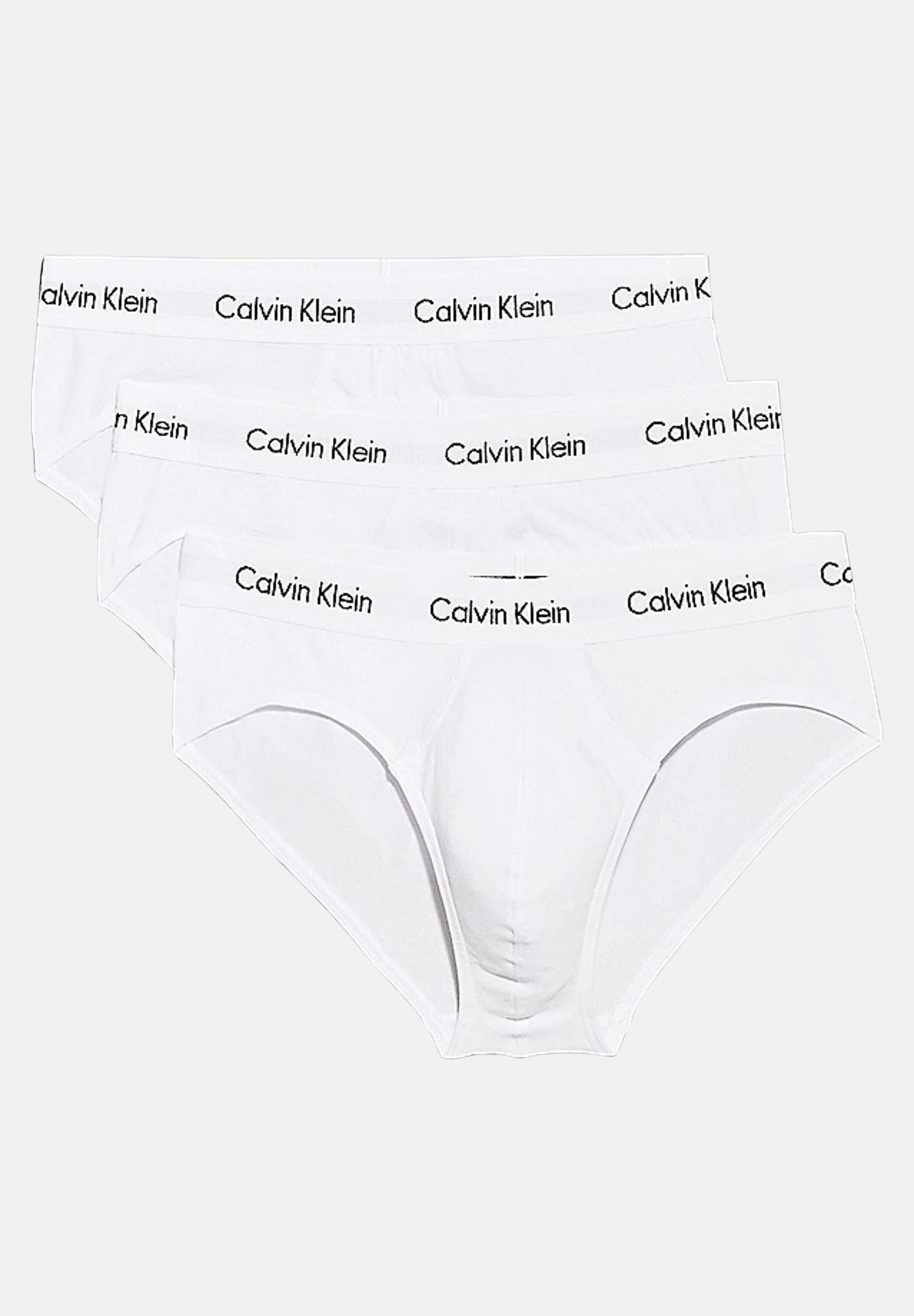 CALVIN KLEIN Set composto da tre slip bianchi da uomo con vita elastica logata 000NB3962A 100 CALVIN KLEIN