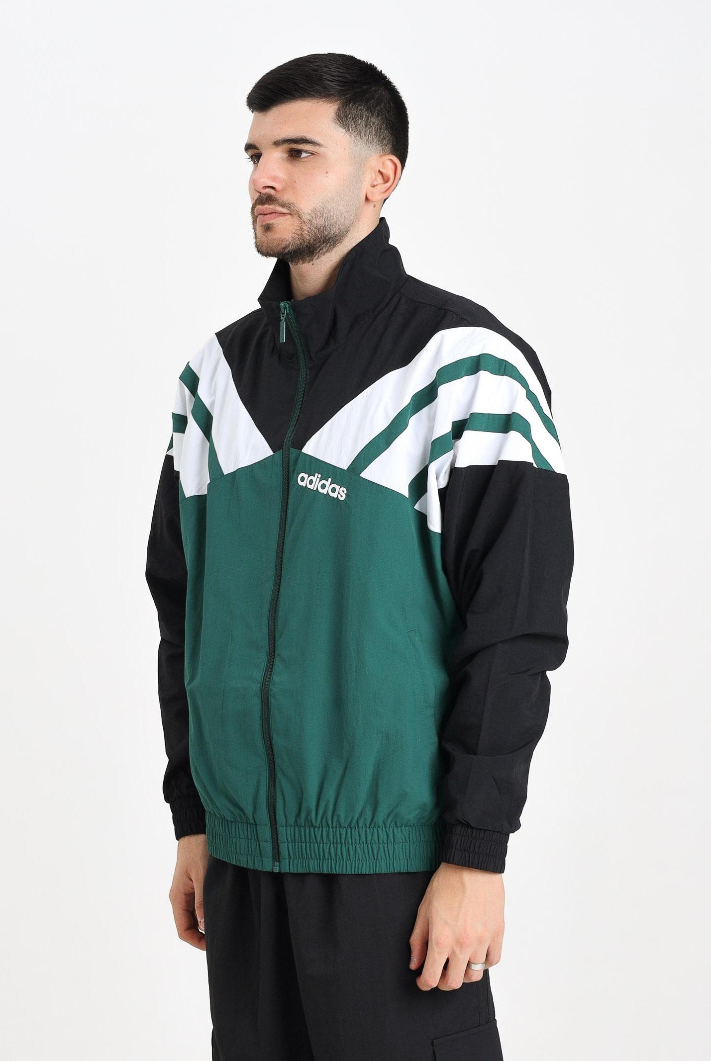 ADIDAS ORIGINALS Giacca a vento nera e verde da uomo JX3053 . ADIDAS ORIGINALS