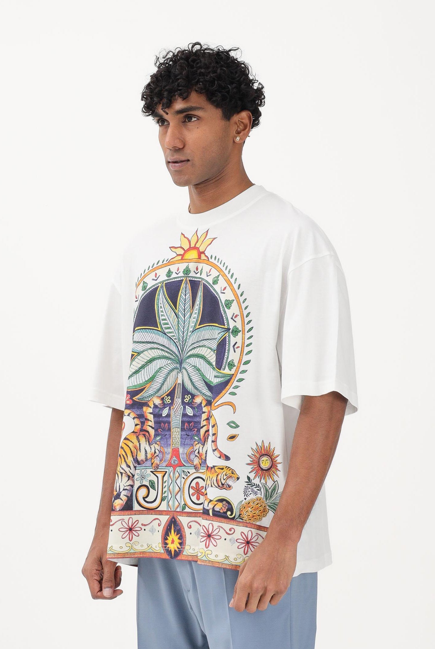 JUST CAVALLI T-shirt a manica corta bianca da uomo con stampa 80OAHE19CJ110 004 JUST CAVALLI