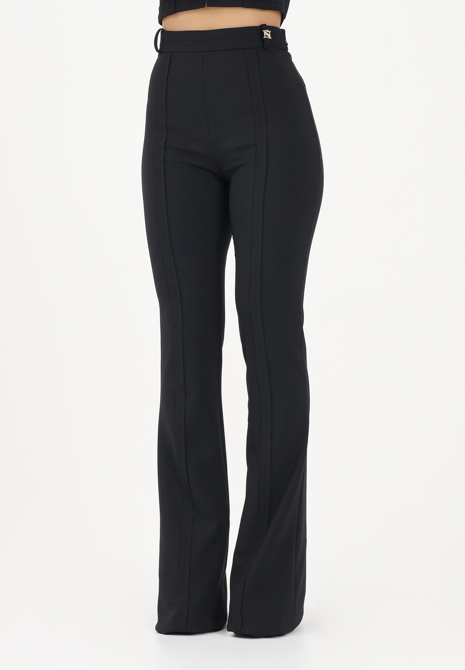 ELISABETTA FRANCHI Pantalone elegante nero da donna in doppio crêpe stretch PA16961E2 110 ELISABETTA FRANCHI