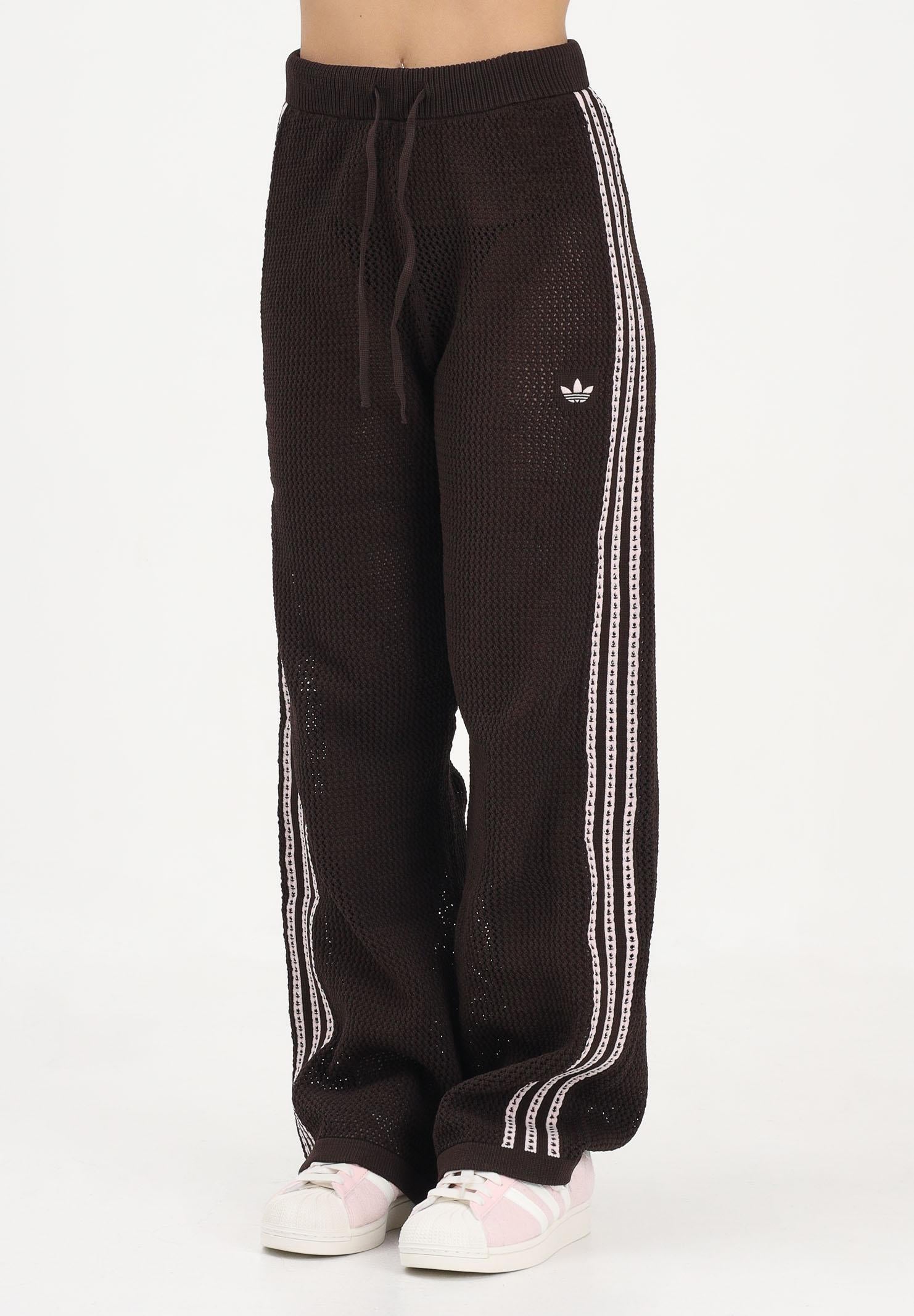 ADIDAS ORIGINALS Pantalone KNITTED CROCHET FIREBIRD marrone da donna<BR/> KE0201 . ADIDAS ORIGINALS