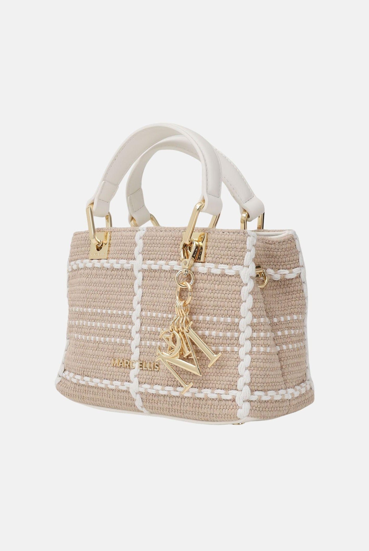 MARC ELLIS Borsa a mano Krissy S Luxe beige e bianca da donna KRISSY-S-LUXE BE MARC ELLIS
