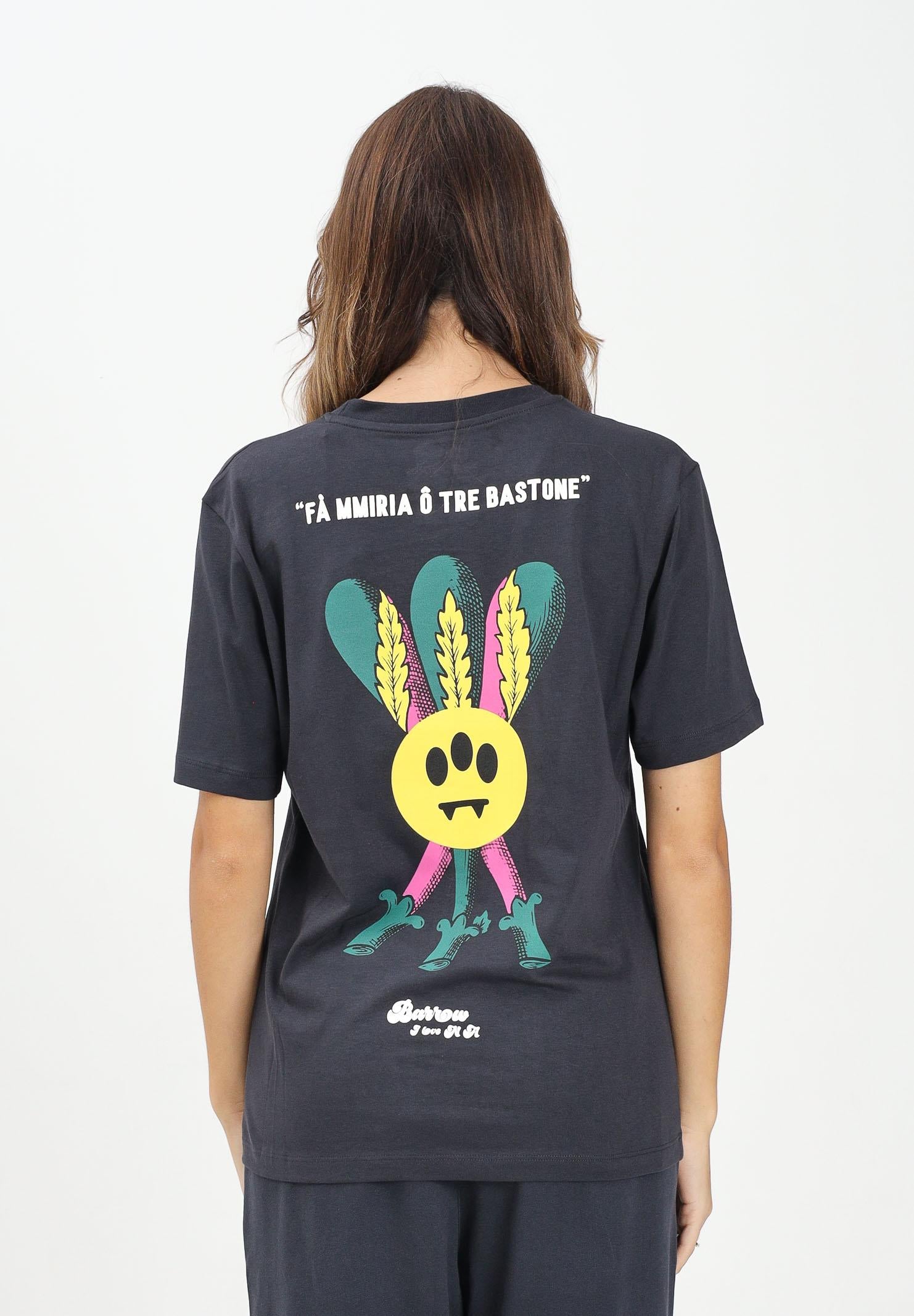 BARROW T-shirt a manica corta grigia per uomo e donna con stampa ironica F5BWUATH078 251 BARROW