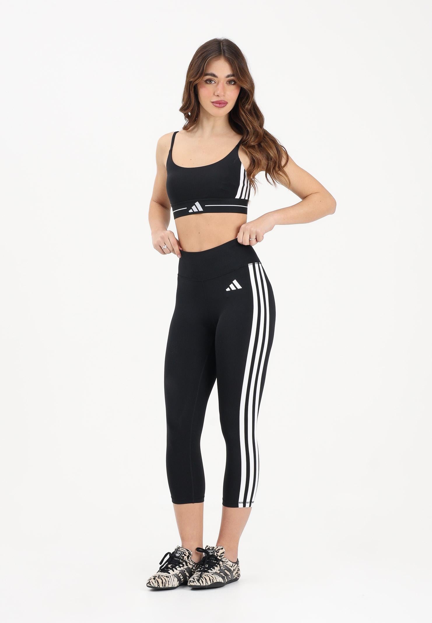 ADIDAS PERFORMANCE Leggings Optime Essentials Workout 3-Stripes 3/4 nero da donna KE6062 . ADIDAS PERFORMANCE