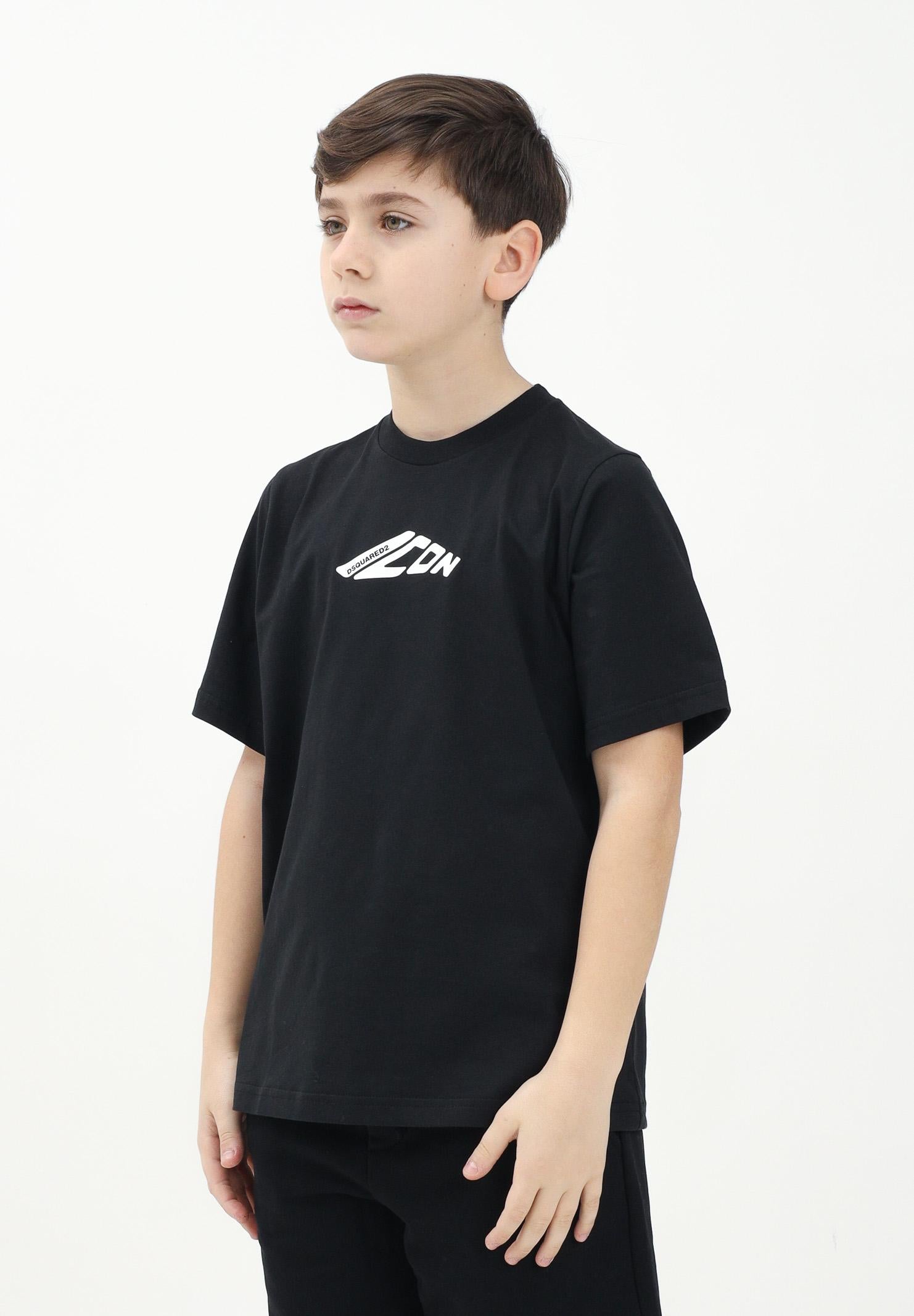 DSQUARED2 T-shirt a manica corta nera per donna, ragazzi e bambini con stampa ICON DQ2941D00XM DQ900 DSQUARED2