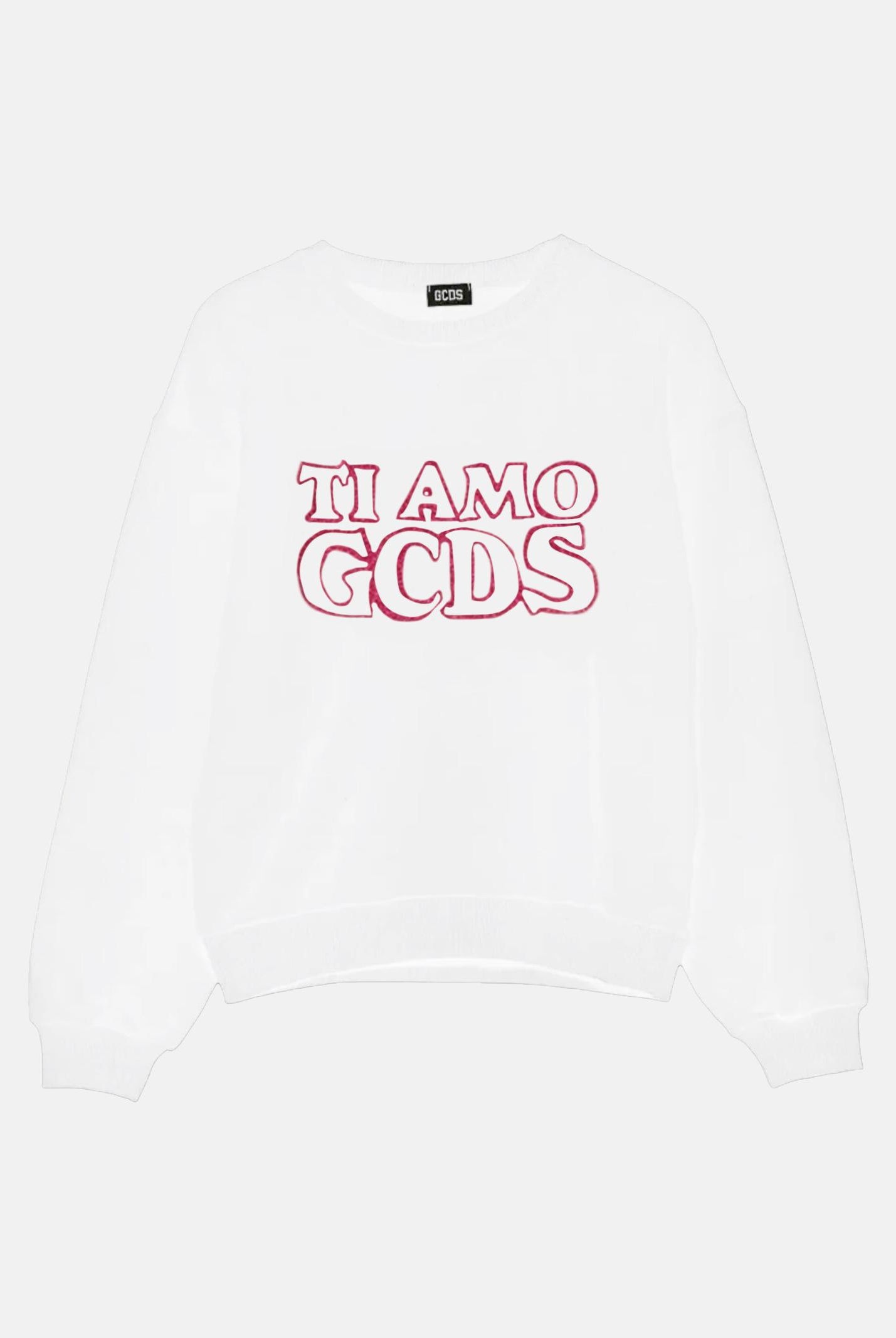 GCDS Felpa girocollo bianca da bambina con stampa TI AMO GCDS B2KW1532BA5 15 GCDS