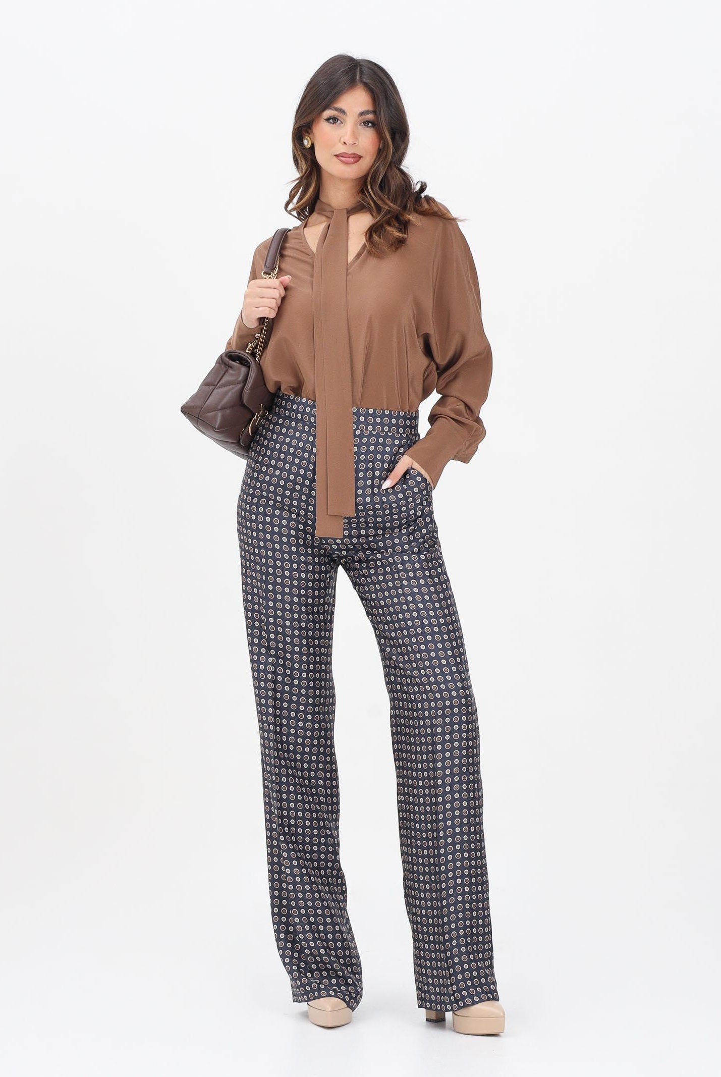 MAX MARA Pantalone Fauna blu da donna in seta stampata 2526136071600 001 MAX MARA