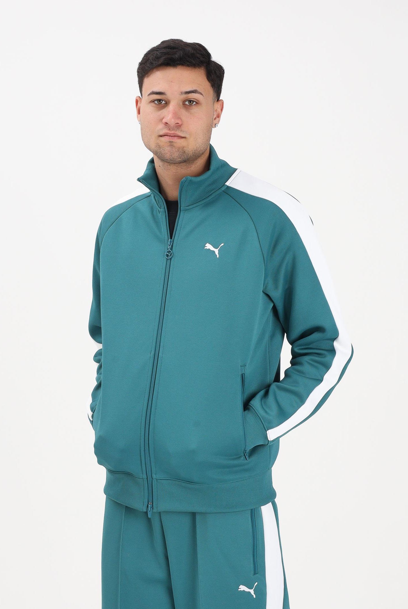 PUMA Felpa con zip T7 ALWAYS ON verde da uomo 629587 41 PUMA