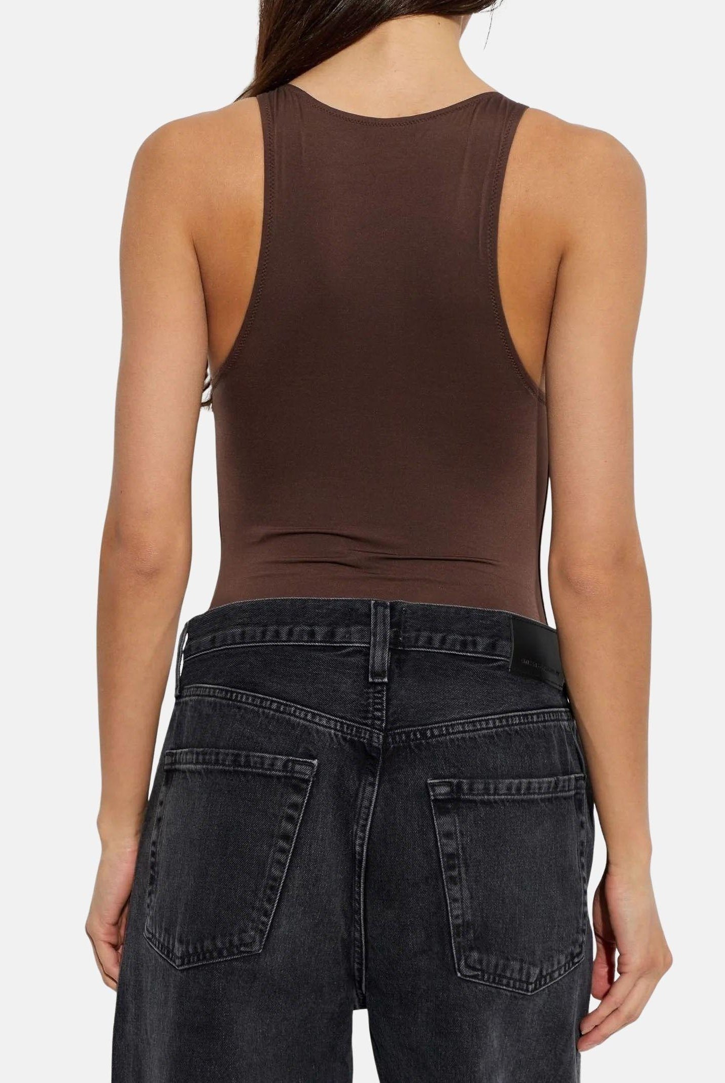 PALM ANGELS Body con logo stampato choccolate marrone, colore basico marrone, donna. PLA1UWBD01SI CH PALM ANGELS