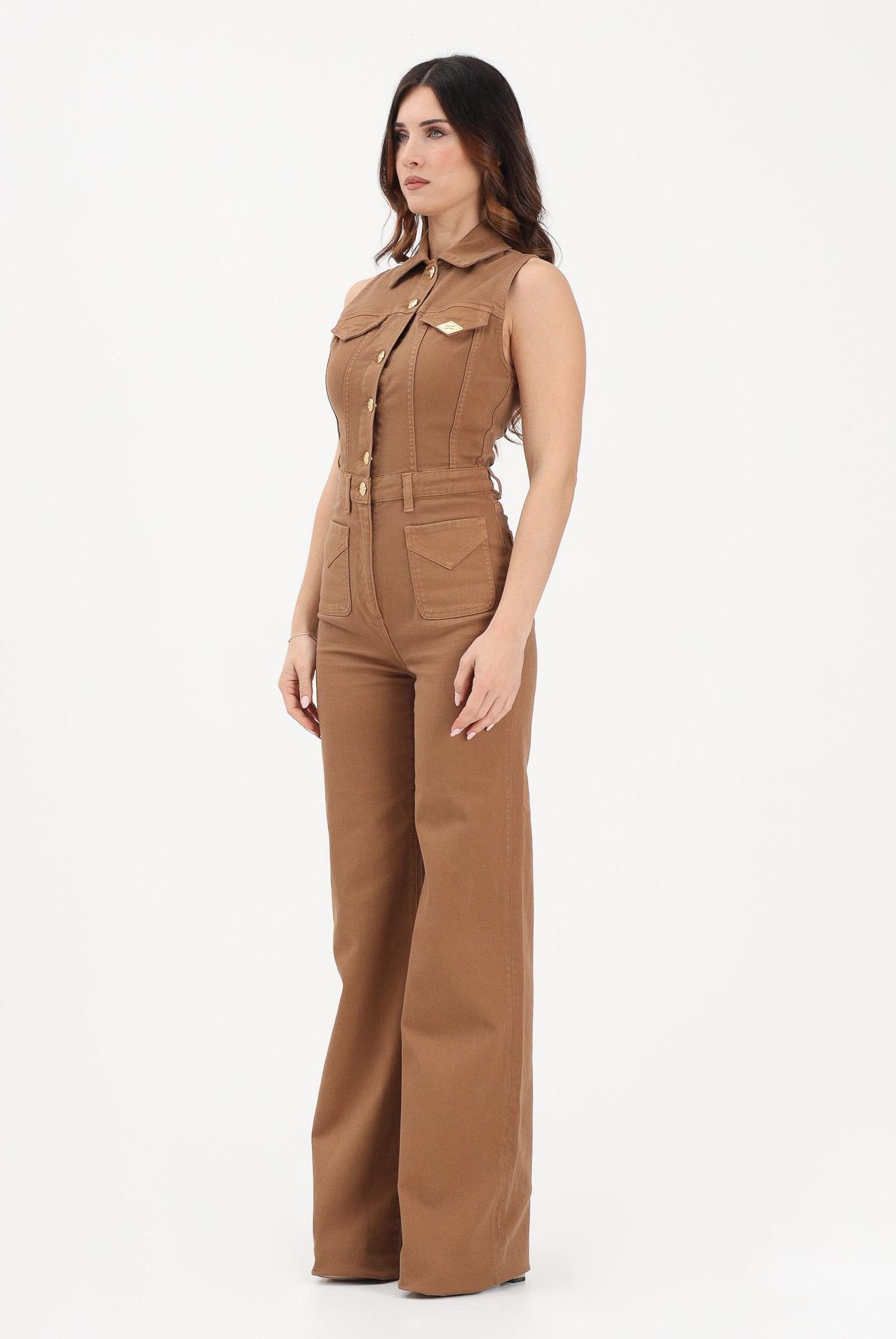 ELISABETTA FRANCHI Tuta in denim cuoio da donna TJ45N61E2 AI6 ELISABETTA FRANCHI