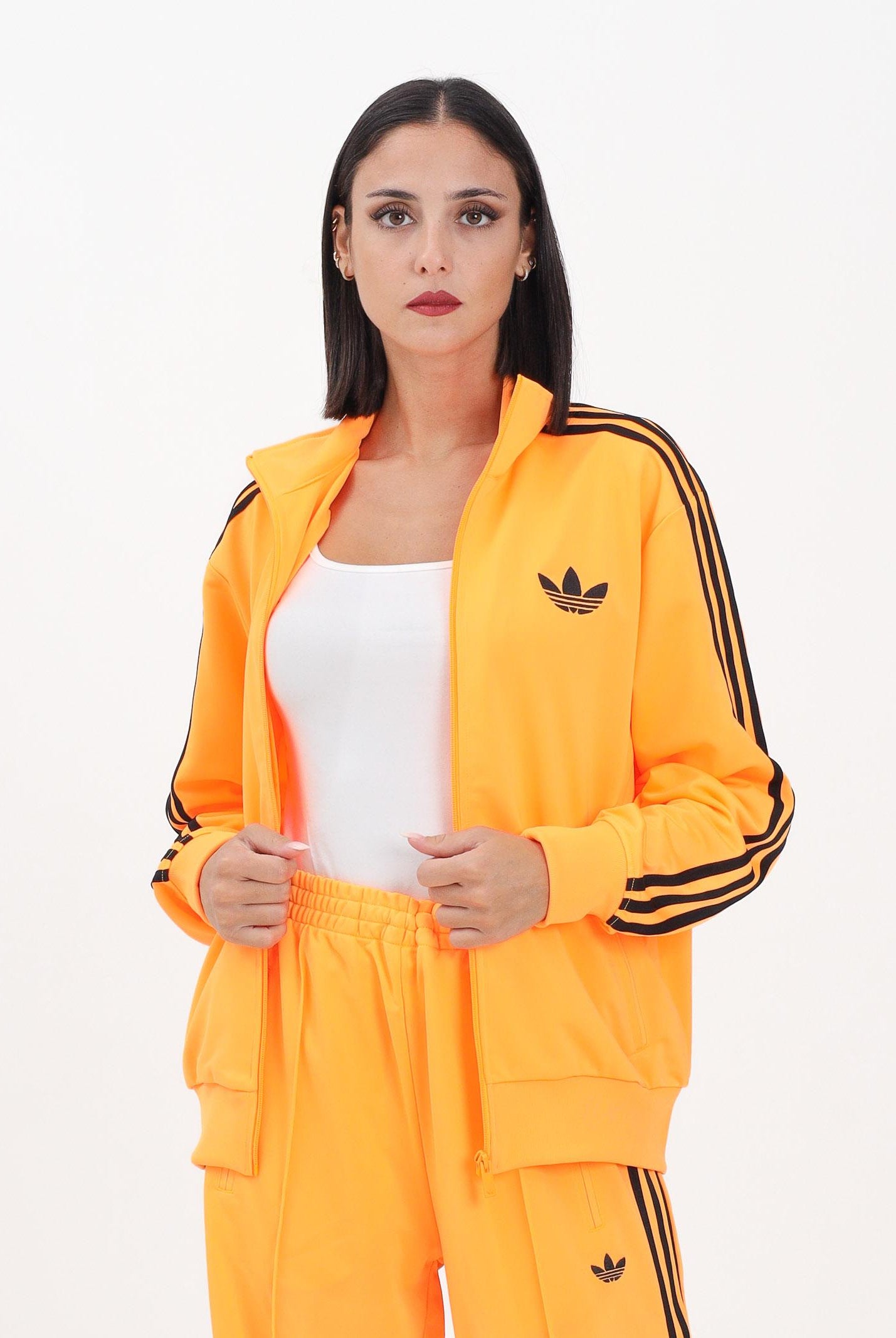 ADIDAS ORIGINALS Felpa con zip Adicolor Classic Firebird Loose arancio fluo da donna JX7862 . ADIDAS ORIGINALS