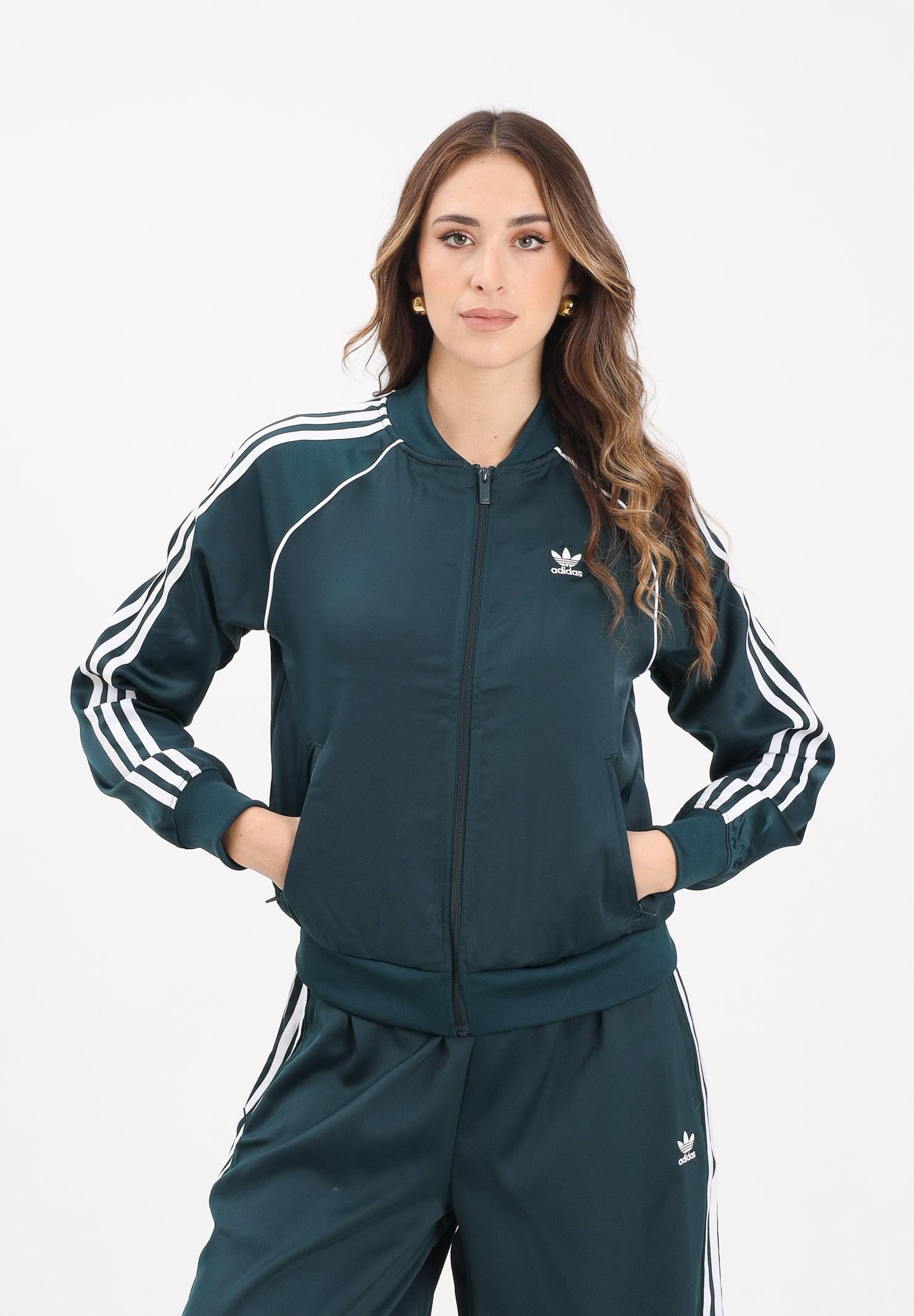 ADIDAS ORIGINALS Felpa con zip SST verde scuro da donna JZ6732 ADIDAS ORIGINALS