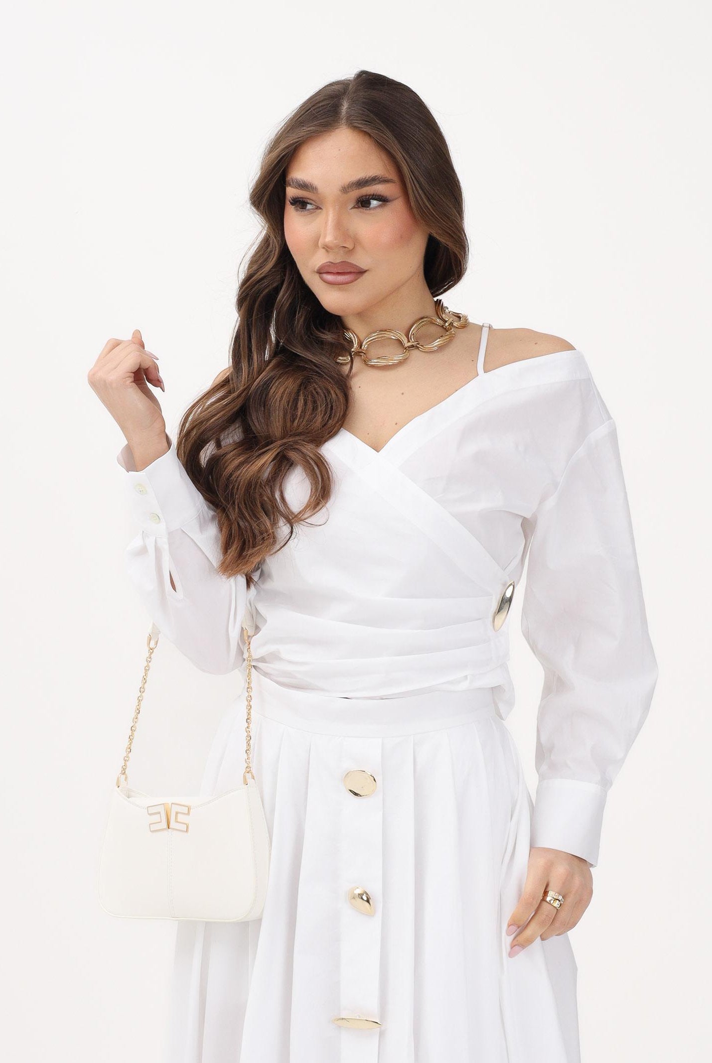 SIMONA CORSELLINI Blusa incrociata bianca da donna P26CPBLC0101 V0001 SIMONA CORSELLINI