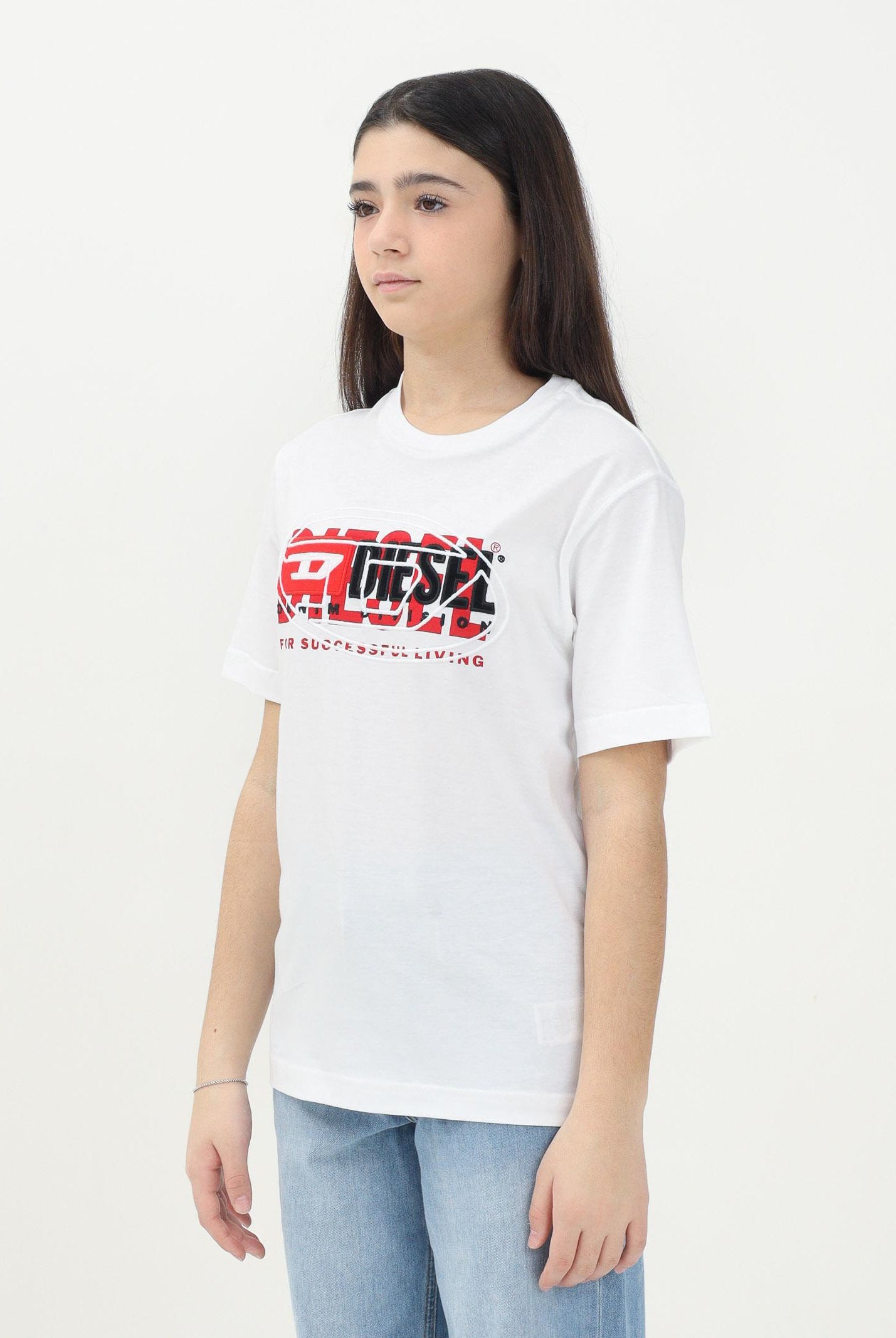 DIESEL T-shirt a manica corta Tboxt Over bianca per donna, bambini e ragazzi J0225100YI9 K100 DIESEL