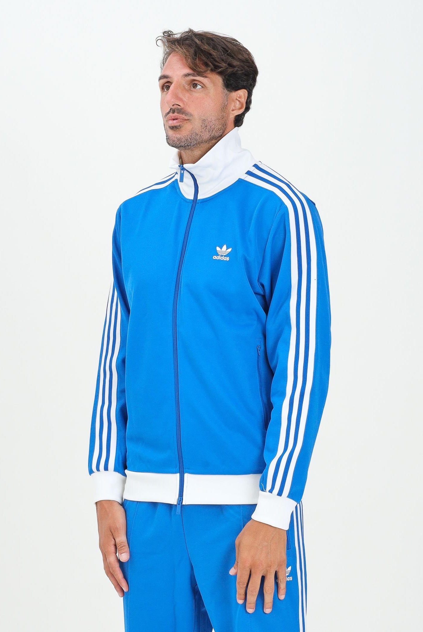 ADIDAS ORIGINALS Felpa con zip Adicolor Classic blu acceso da uomo KA0840 ADIDAS ORIGINALS