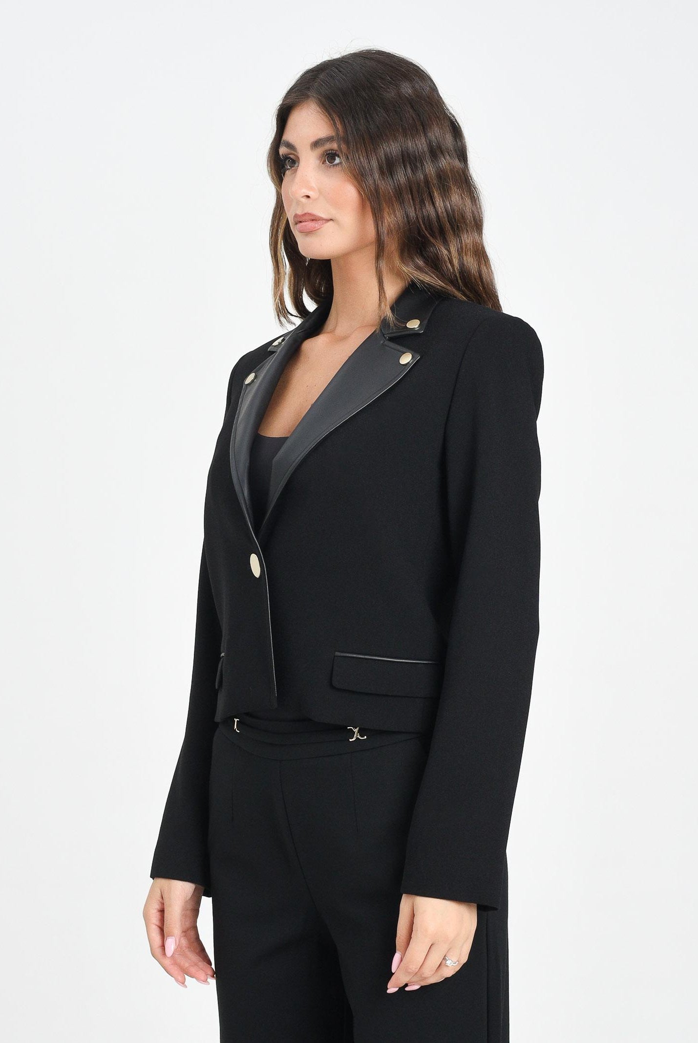 ARMANI EXCHANGE Giacca nera da donna con revers in ecopelle XW000676AF16149 UC001 ARMANI EXCHANGE