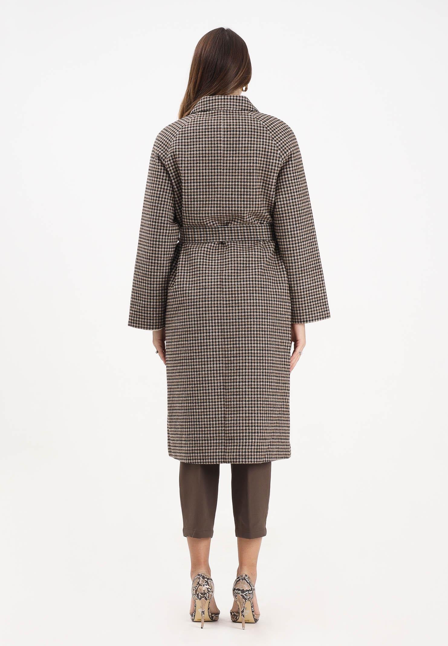 JDY Cappotto lungo marrone da donna con motivo pied de poule 15357594 IcedCoffee JDY