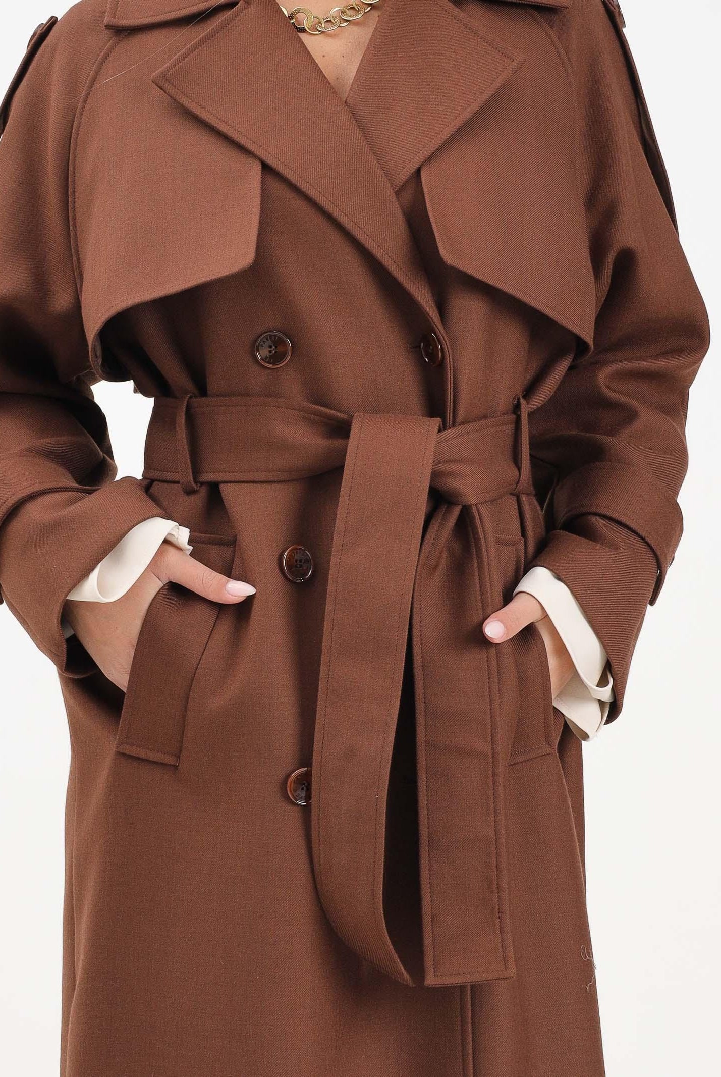 PATRIZIA PEPE Cappotto marrone da donna 8O0188A630 B834 PATRIZIA PEPE