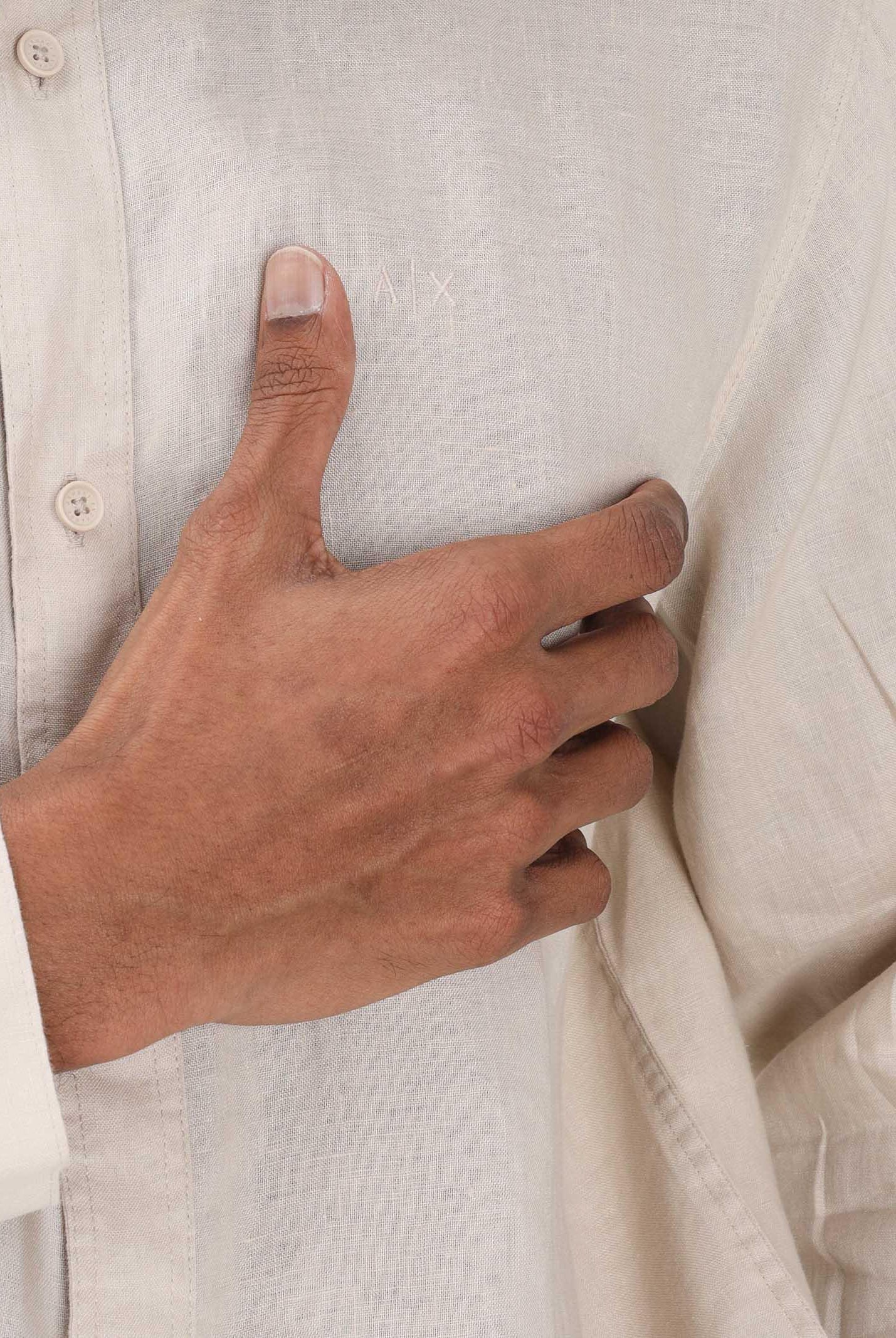 ARMANI EXCHANGE Camicia a manica lunga beige da uomo in lino XM001221AF14619 U1102 ARMANI EXCHANGE