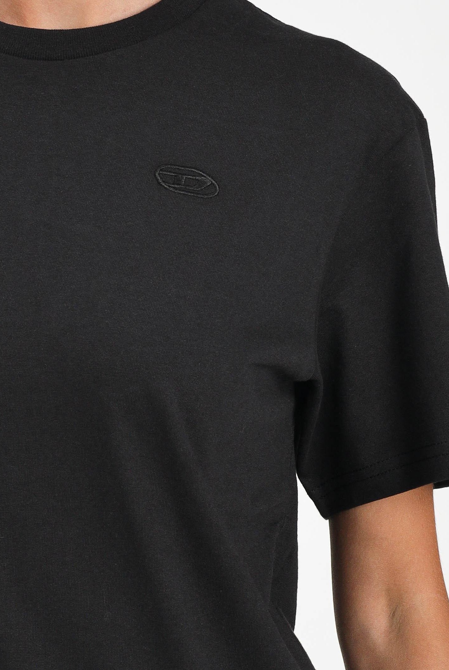 DIESEL T-shirt a manica corta nera per donna, ragazzi e bambini con logo Oval D J022760HGAM K900 DIESEL