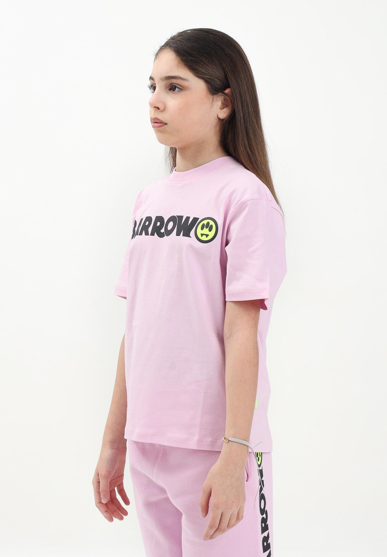 BARROW T-shirt a manica corta rosa per donna e bambine con stampa logo S5BKJUTH082 BW014 BARROW