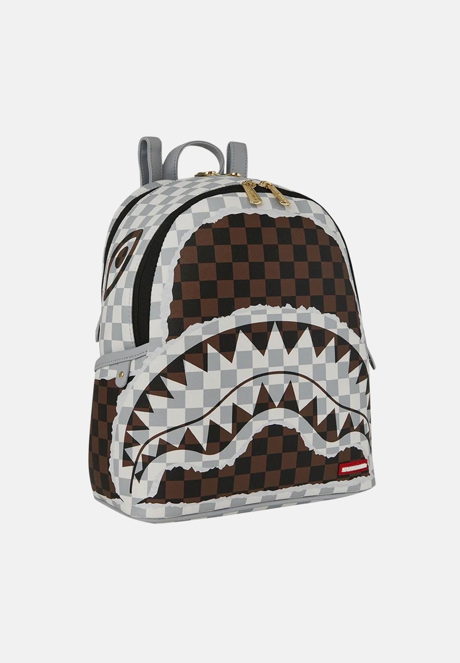 SPRAYGROUND Zainetto CREAM AND BROWN TEAR CHECK SAVAGE BACKPACK grigio e marrone da donna 910B8291NSZ . SPRAYGROUND