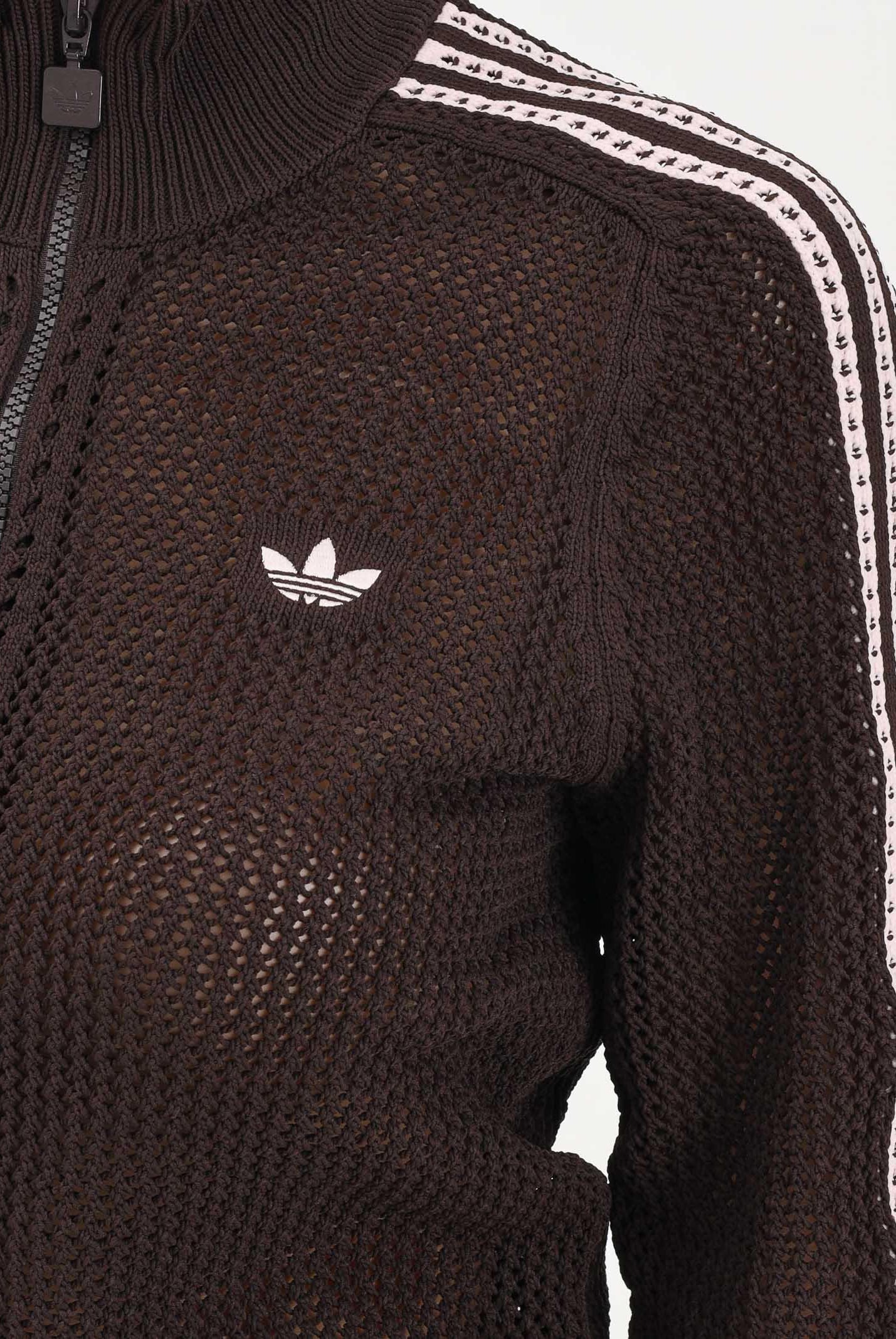 ADIDAS ORIGINALS Cardigan KNITTED CROCHET FIREBIRD marrone da donna KE0202 . ADIDAS ORIGINALS