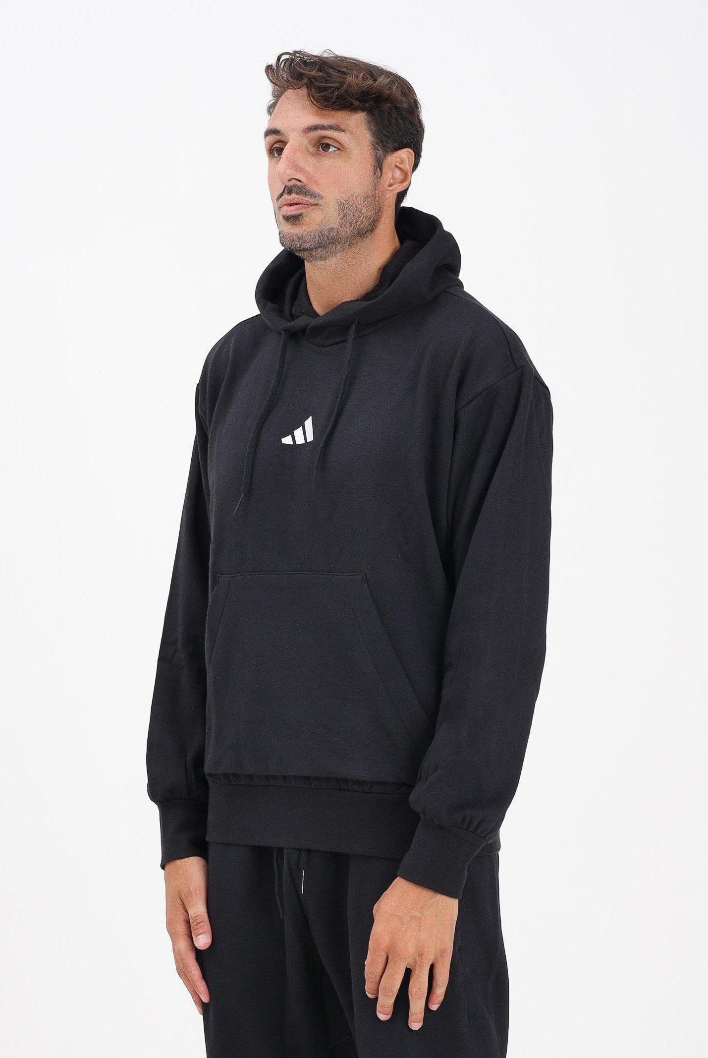 ADIDAS PERFORMANCE Felpa con cappuccio Essentials Feelcozy French Terry nera da uomo JE3807 ADIDAS PERFORMANCE