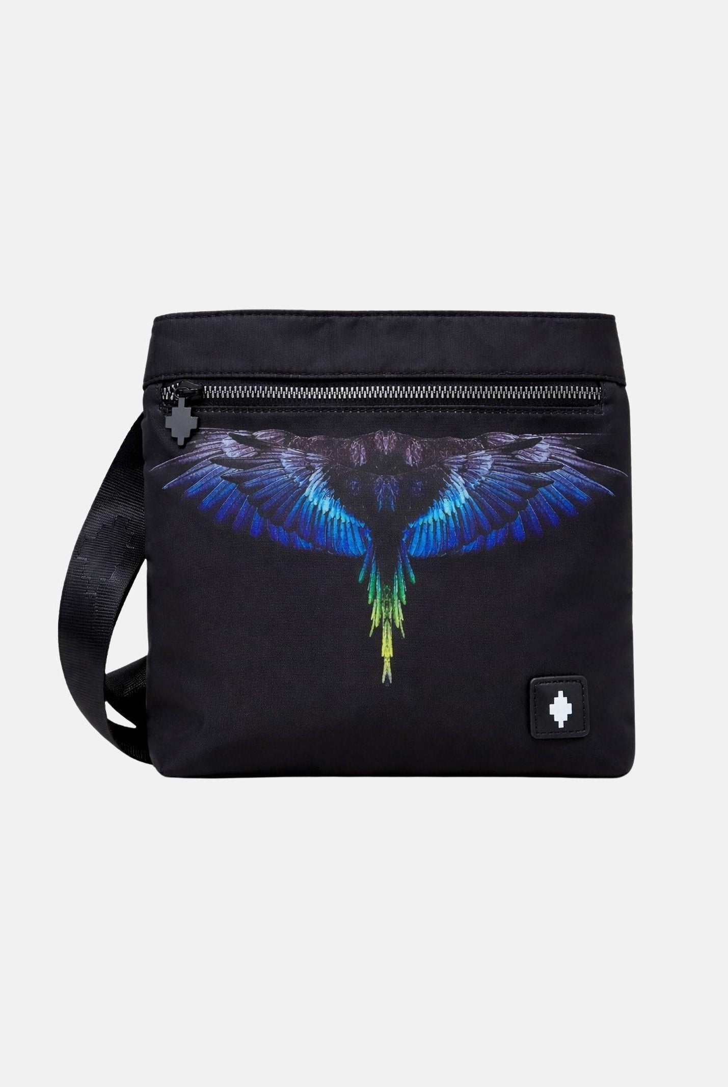 MARCELO BURLON COUNTY OF MILAN Borsello nero da uomo con stampa ali COMAS2603660895 . MARCELO BURLON COUNTY OF MILAN