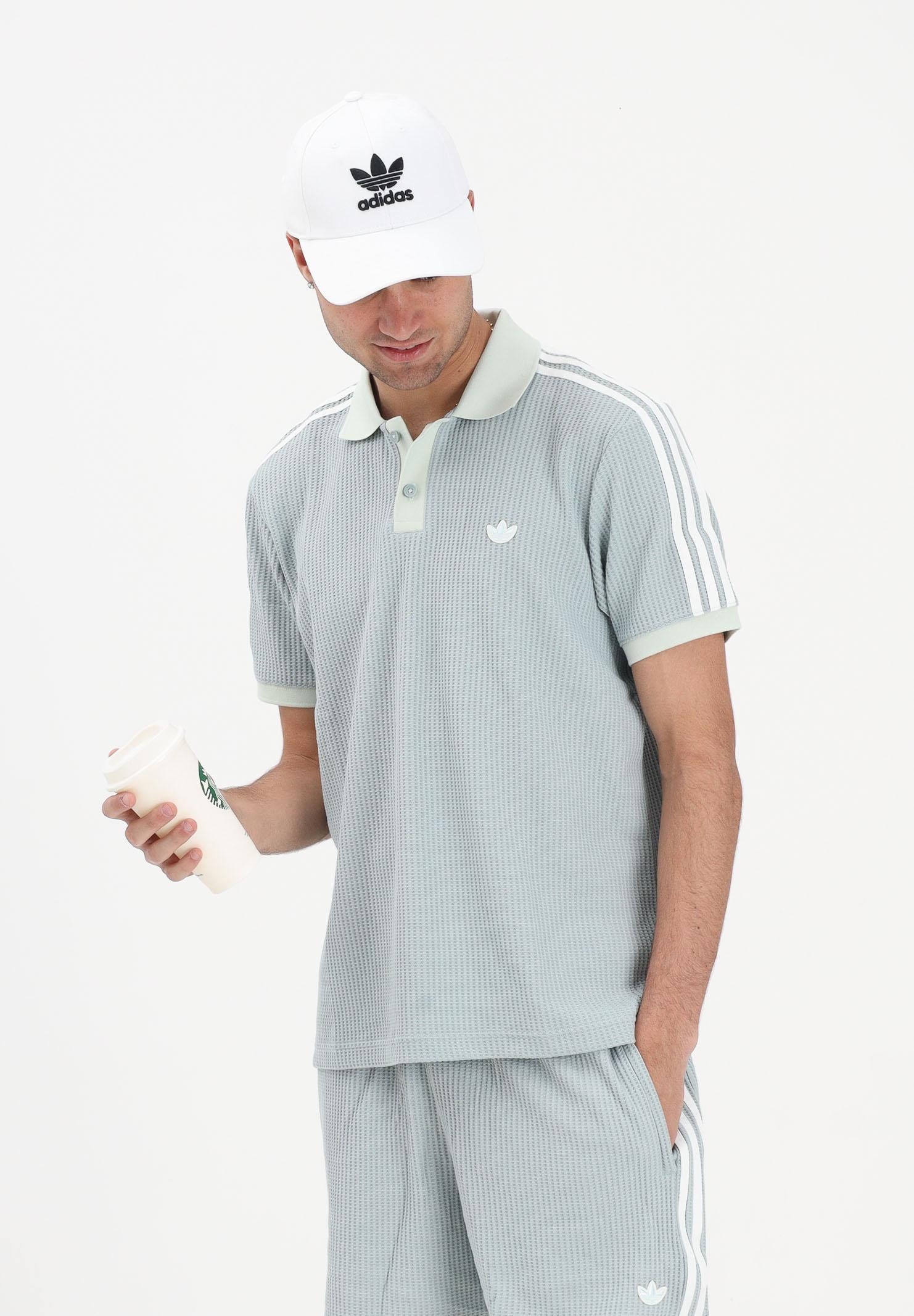 ADIDAS ORIGINALS Polo a manica corta WAFFLE KNIT salvia da uomo KX1231 . ADIDAS ORIGINALS