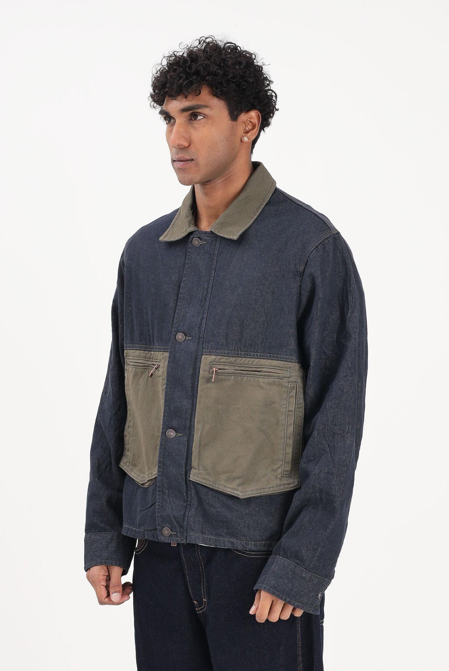ARMANI EXCHANGE Giubbotto in denim blu da uomo con inserti a contrasto XM002120AF22508 MB001 ARMANI EXCHANGE