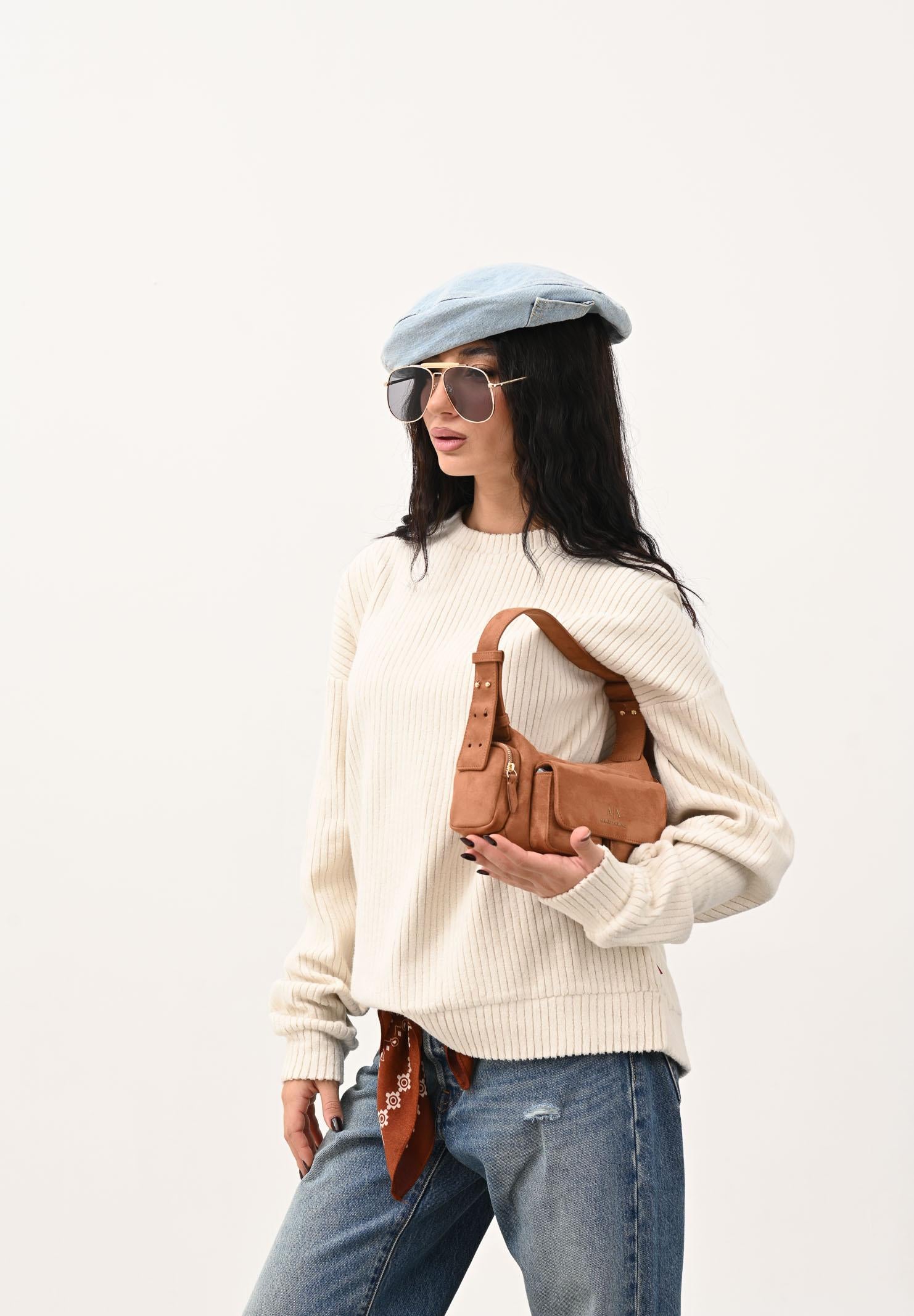 DSQUARED2 Felpa girocollo panna per donna, ragazzi e bambini in velluto a coste DQ2999D0AE3 DQ102 DSQUARED2