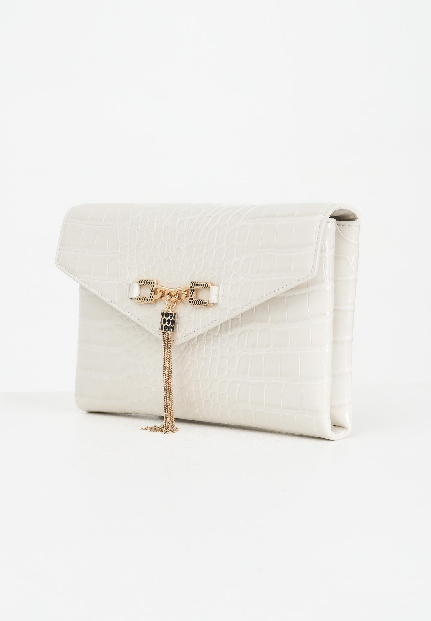 ELISABETTA FRANCHI Pochette bianco latte da donna con logo e nappina BS56A57E2 DZ9 ELISABETTA FRANCHI