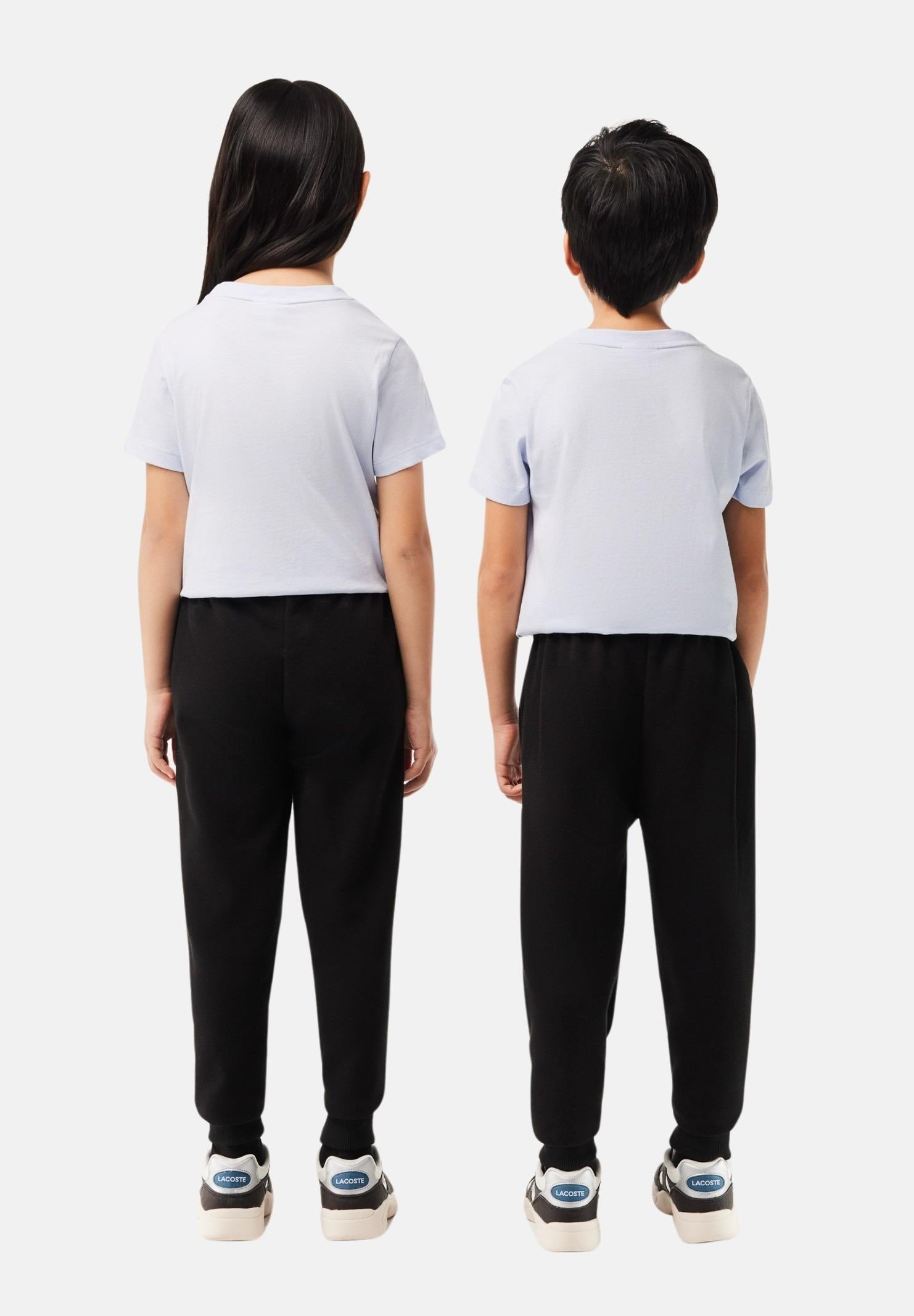 Pantalone sportivo nero per bambino e bambina rifinito da ricamo coccodrillo XJ9728-J 031 LACOSTE