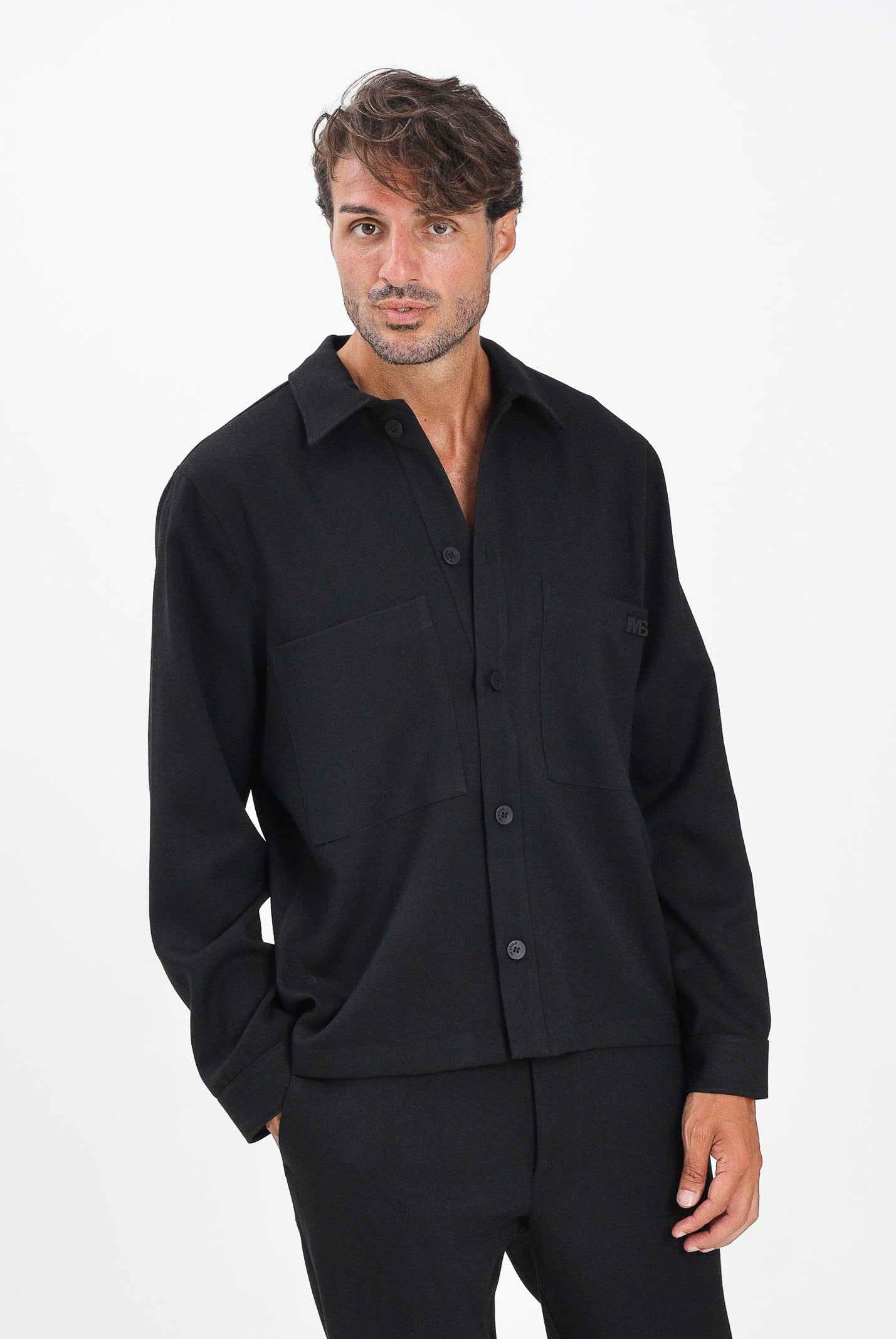 I'M BRIAN Camicia nera da uomo con applicazione logo CA3449 009 I'M BRIAN