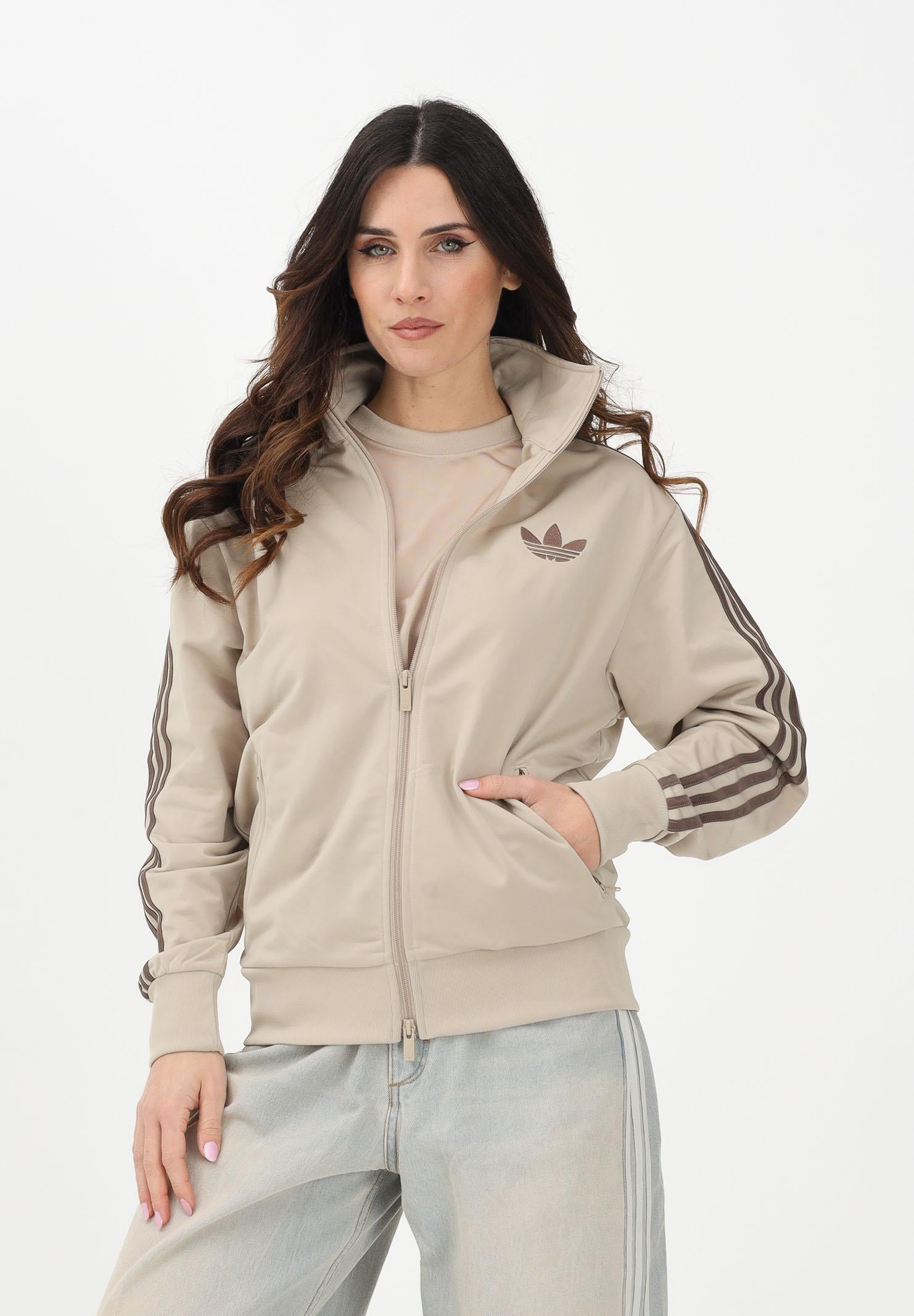ADIDAS ORIGINALS Felpa con zip FIREBIRD beige da donna KD1327 . ADIDAS ORIGINALS