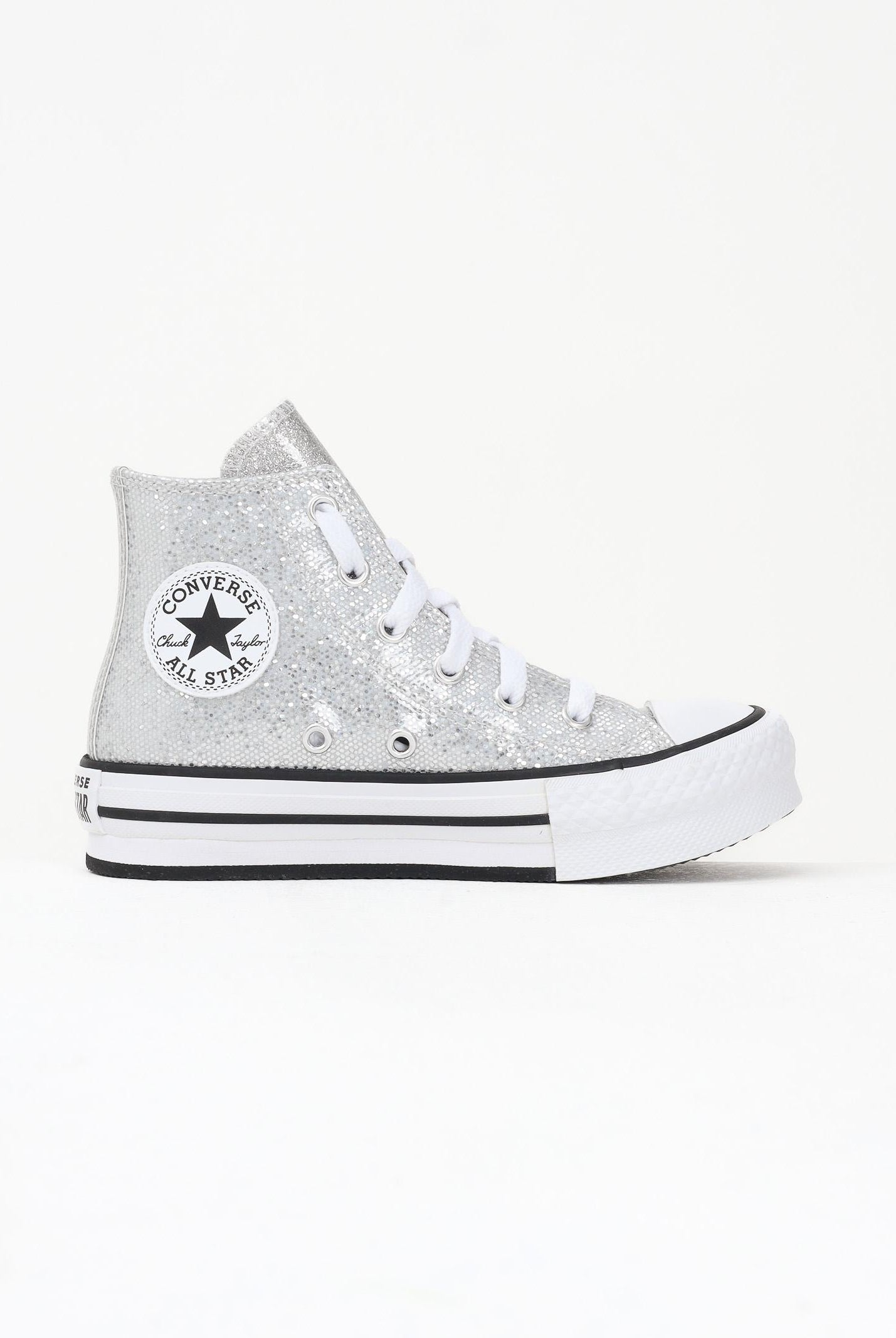 CONVERSE Sneakers Chuck Taylor All Star Lift Platform Disco Glitter argento da bambina A17658C CONVERSE