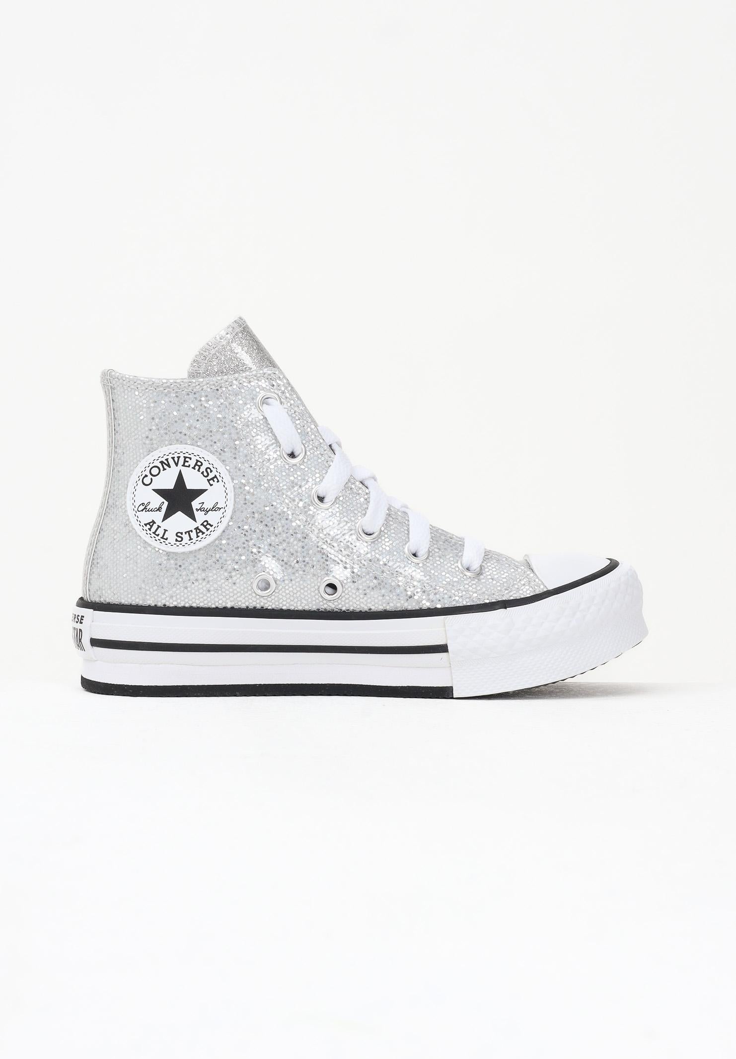 CONVERSE Sneakers Chuck Taylor All Star Lift Platform Disco Glitter argento da bambina A17658C CONVERSE