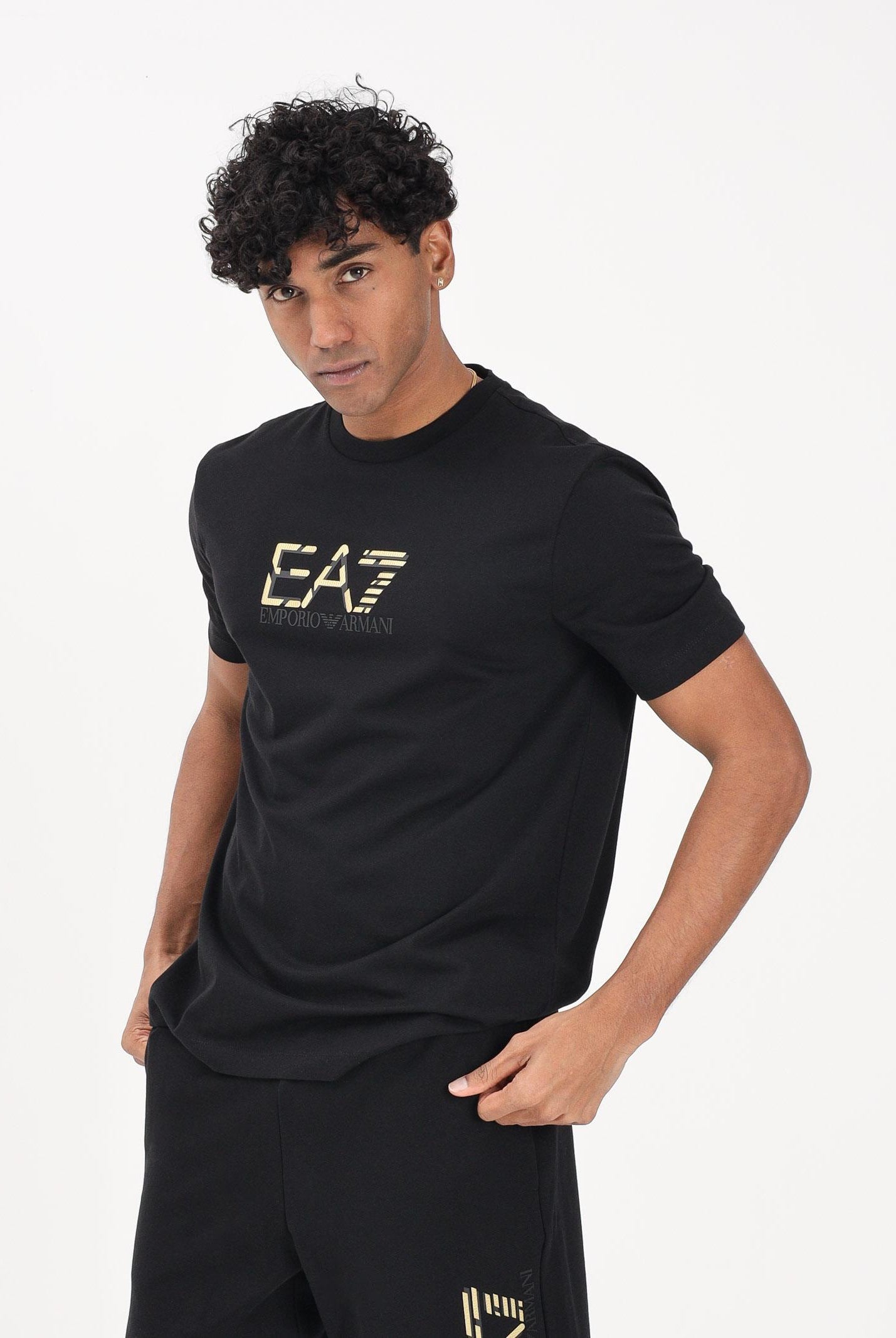 EA7 T-shirt a manica corta nera da uomo con stampa logo 7M001562AF17789 UC001 EA7