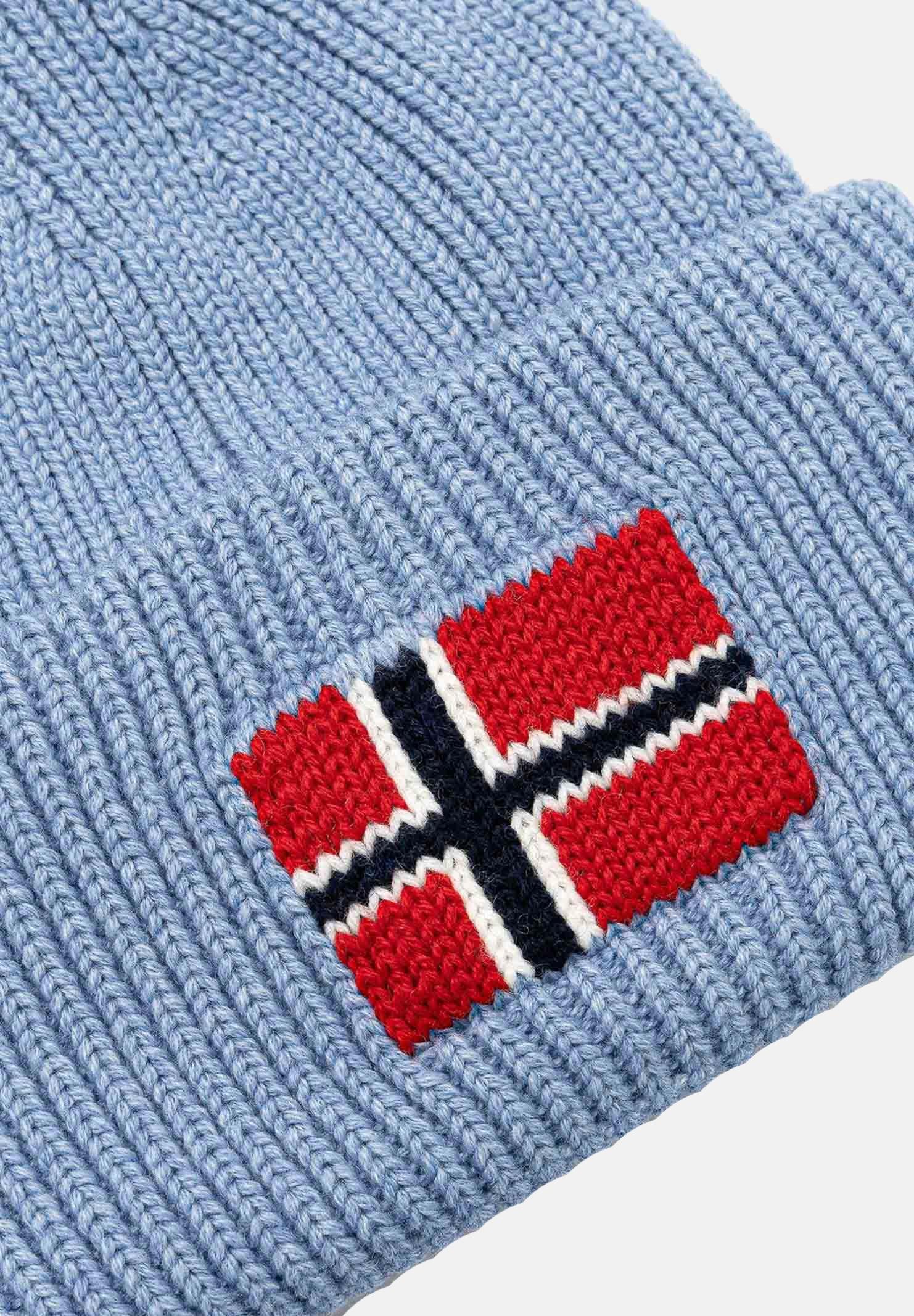 NAPAPIJRI Berretto di lana azzurro per uomo e donna con bandiera NP0A893PI841 NAPAPIJRI