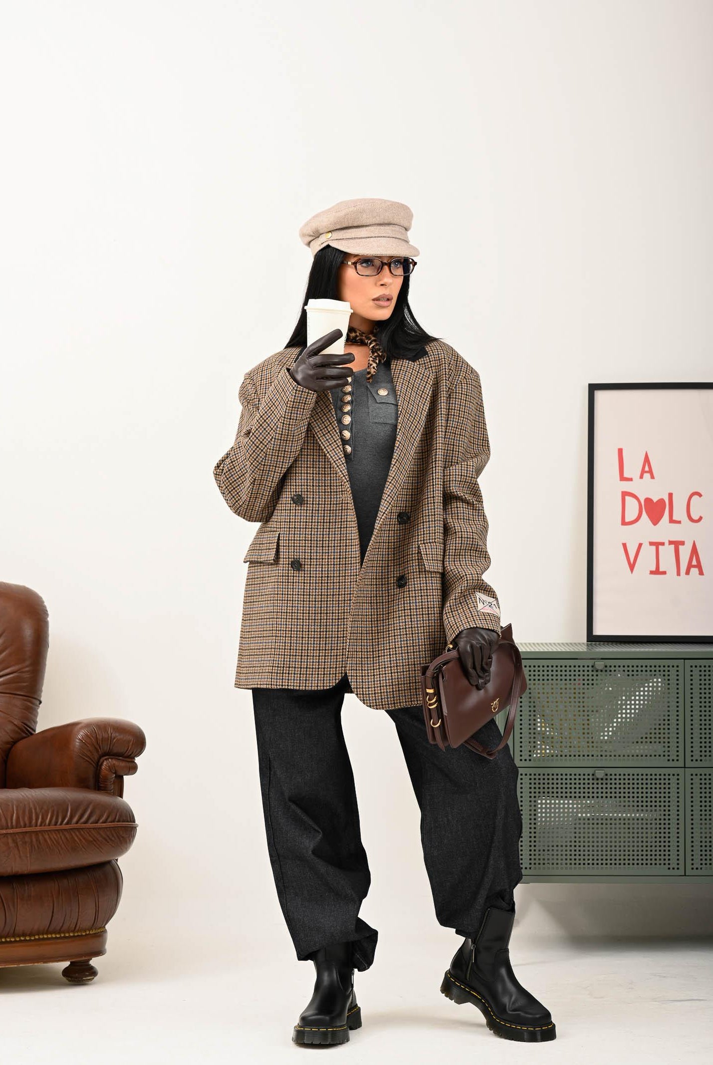 N21 Giacca doppiopetto in Harris Tweed beige per donna e ragazze N2107EN0441 0N720 N21